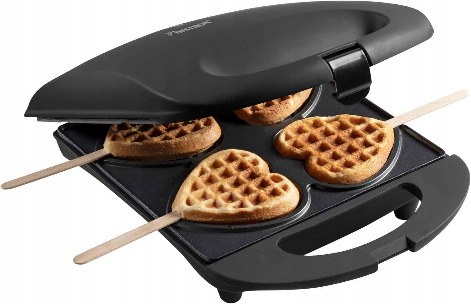 Heart Waffle Maker Bestron Stick Coating Non-Stick Black 700W Model DSW271BL