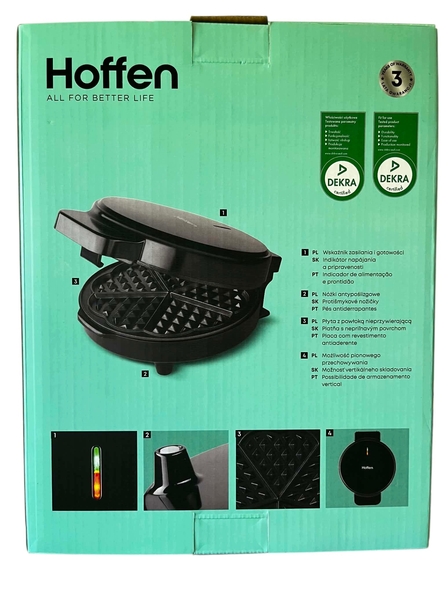 Heart waffle iron Hoffen 1200W Packaging status original