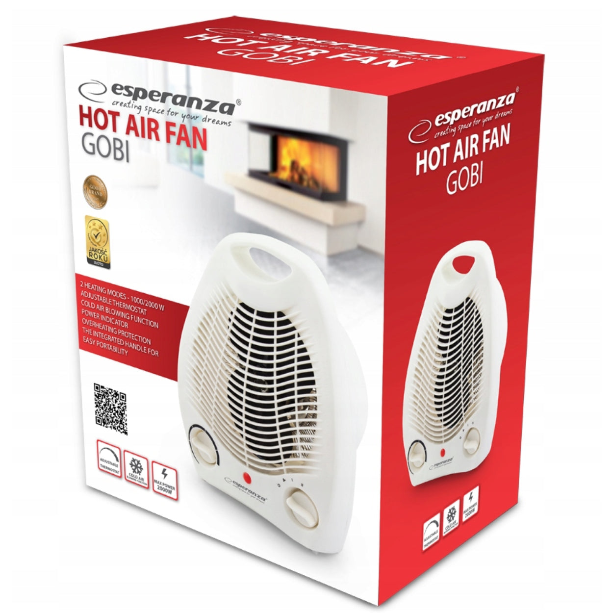 Heat Fan FAREKLA for Home STRONG 3 MODES Adjustable white 2000W Manufacturer code GoracaCzekoladka_Termowentylator