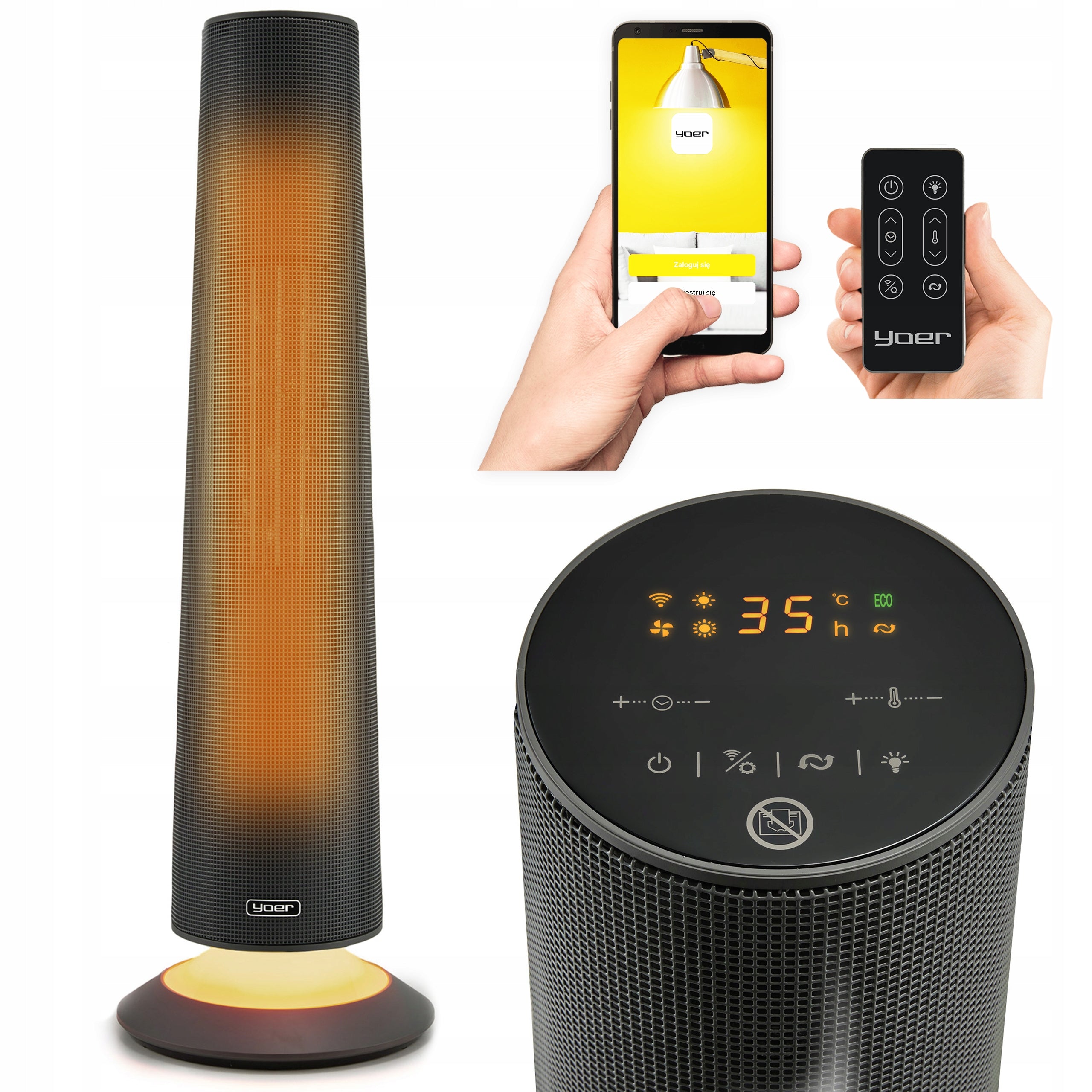 Heat Fan Farelka Silent Yoer 2500 W + Timer +4 Modes +Energy Efficient