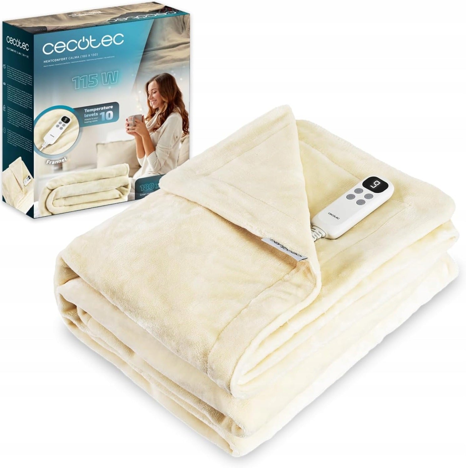 Heated Electric Blanket Beige 180x130 Plush