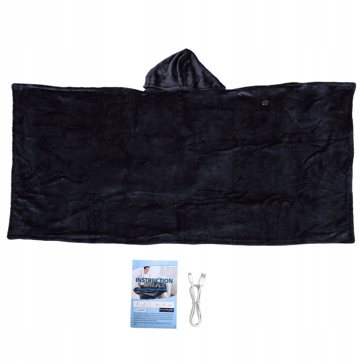 Heated Hooded Wearable Blanket, USB Powered Heating Blanket with 9