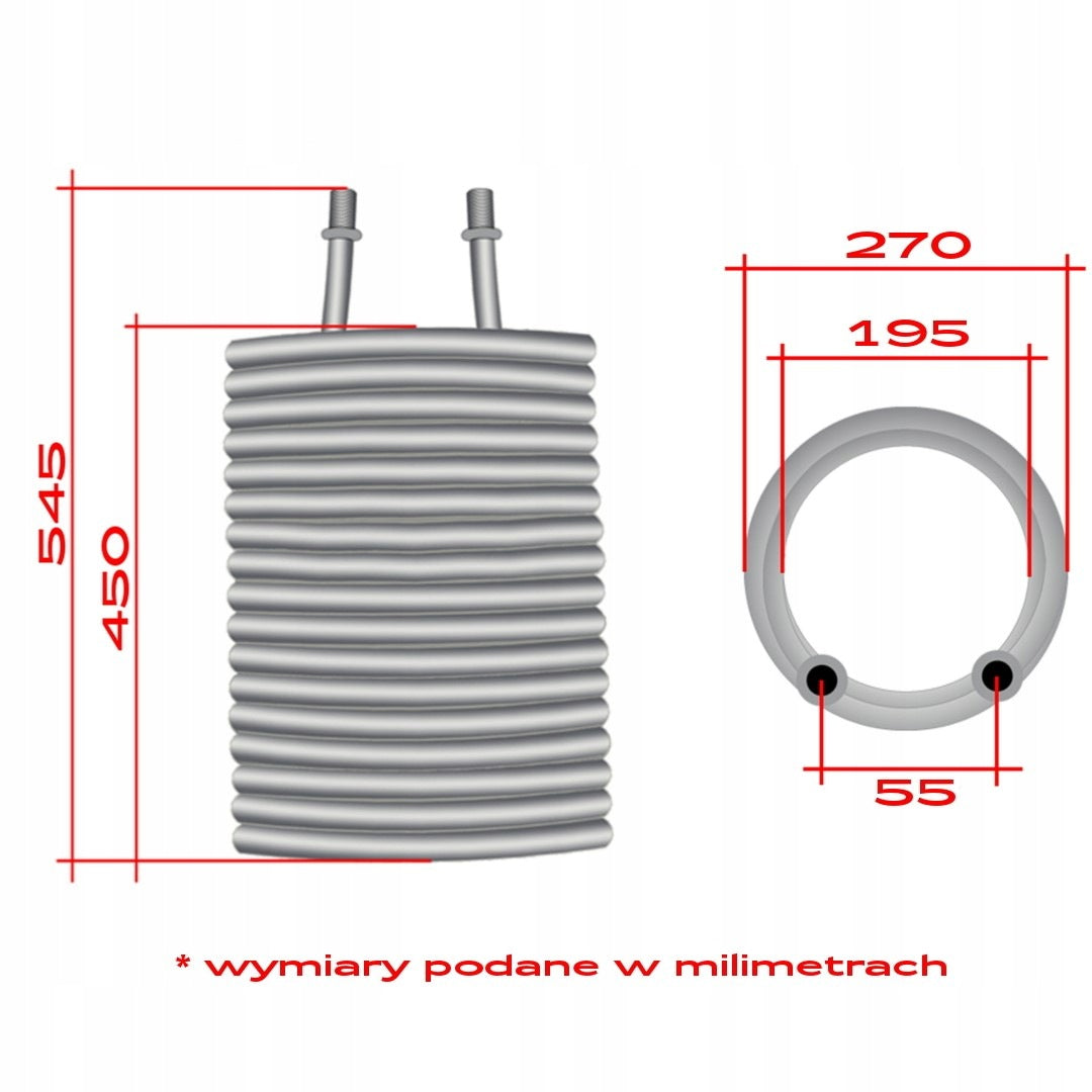 Heater coil 21 turns for Karcher HDS 895 695M ECO, 8/17 8/18 Operating pressure 1 bar