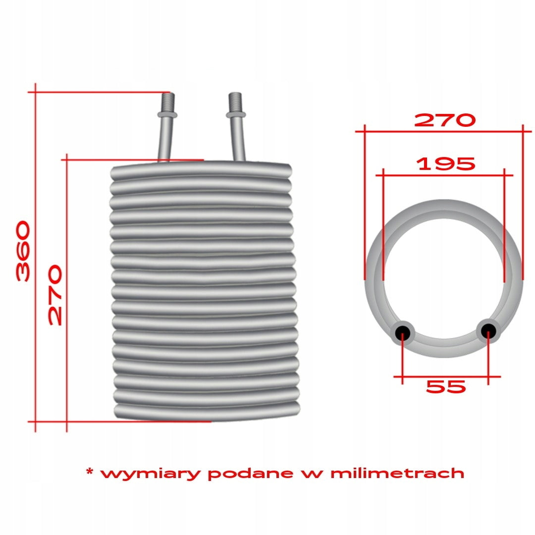 Heater coil for Karcher HDS 500c 5/13U 500CI heating spiral 12 Supply voltage 0 V