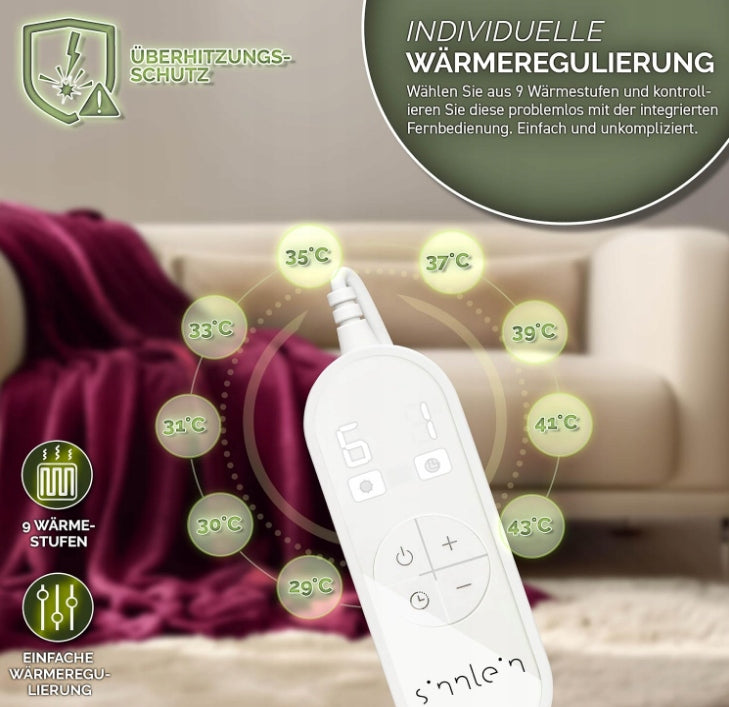 Heating Blanket Electric Plush LCD 150x130cm 9 Modes TIMER LED Red Medical device no