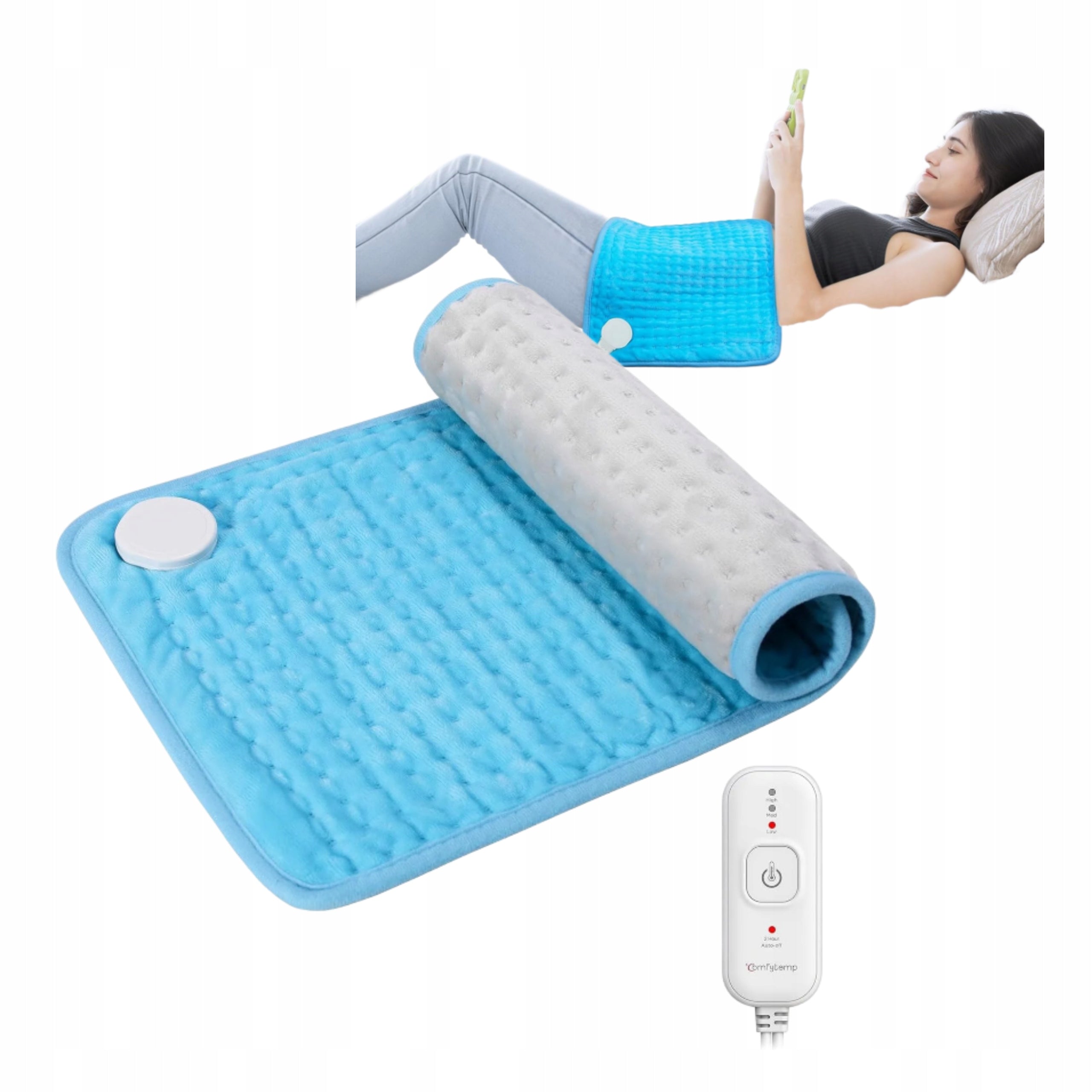 Heating Mat Electric Back Pillow Neck Abdominal Remote Control Timer 60cm