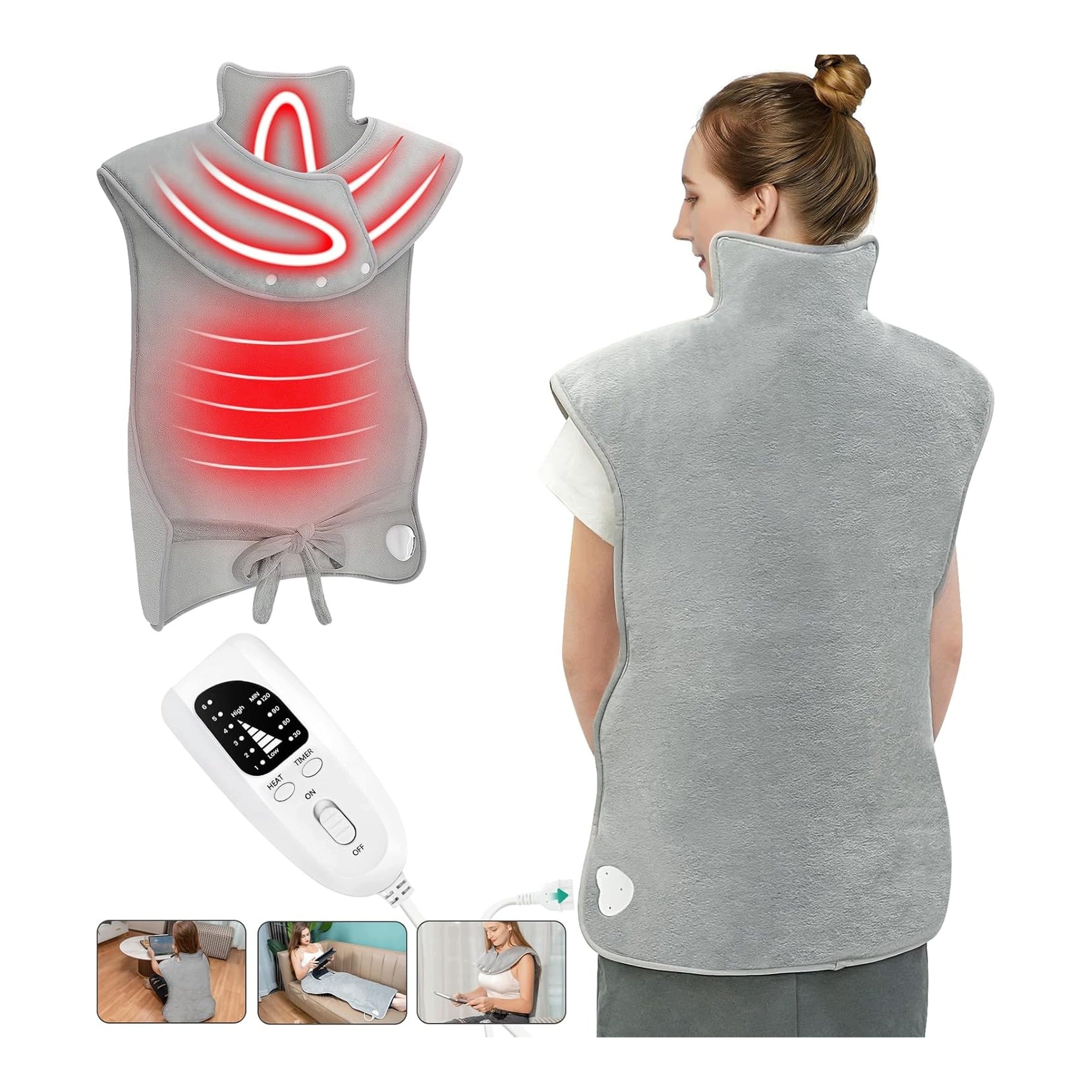 Heating Pillow For Bol Back 60x100cm 6 Levels Warm Auto Shutdown