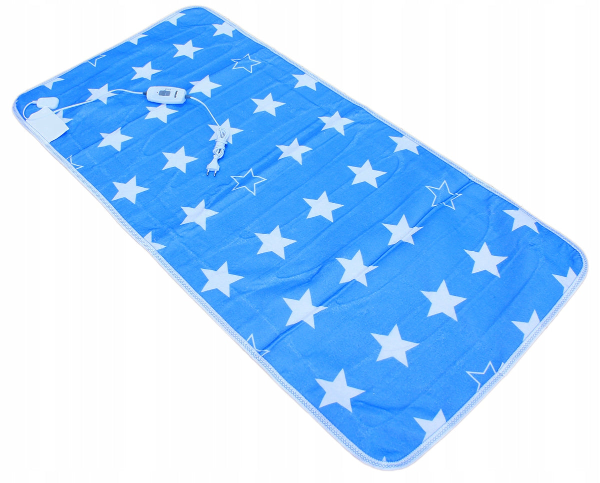 Heating mat blanket 150 x 70cm with remote control stars blue for cold days