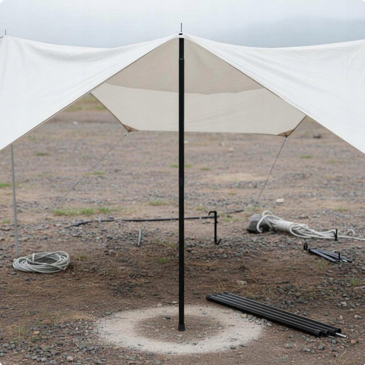 Heavy Duty Tent Poles Telescopic Iron Rod Adjustable Black 16MM 2M 8PC