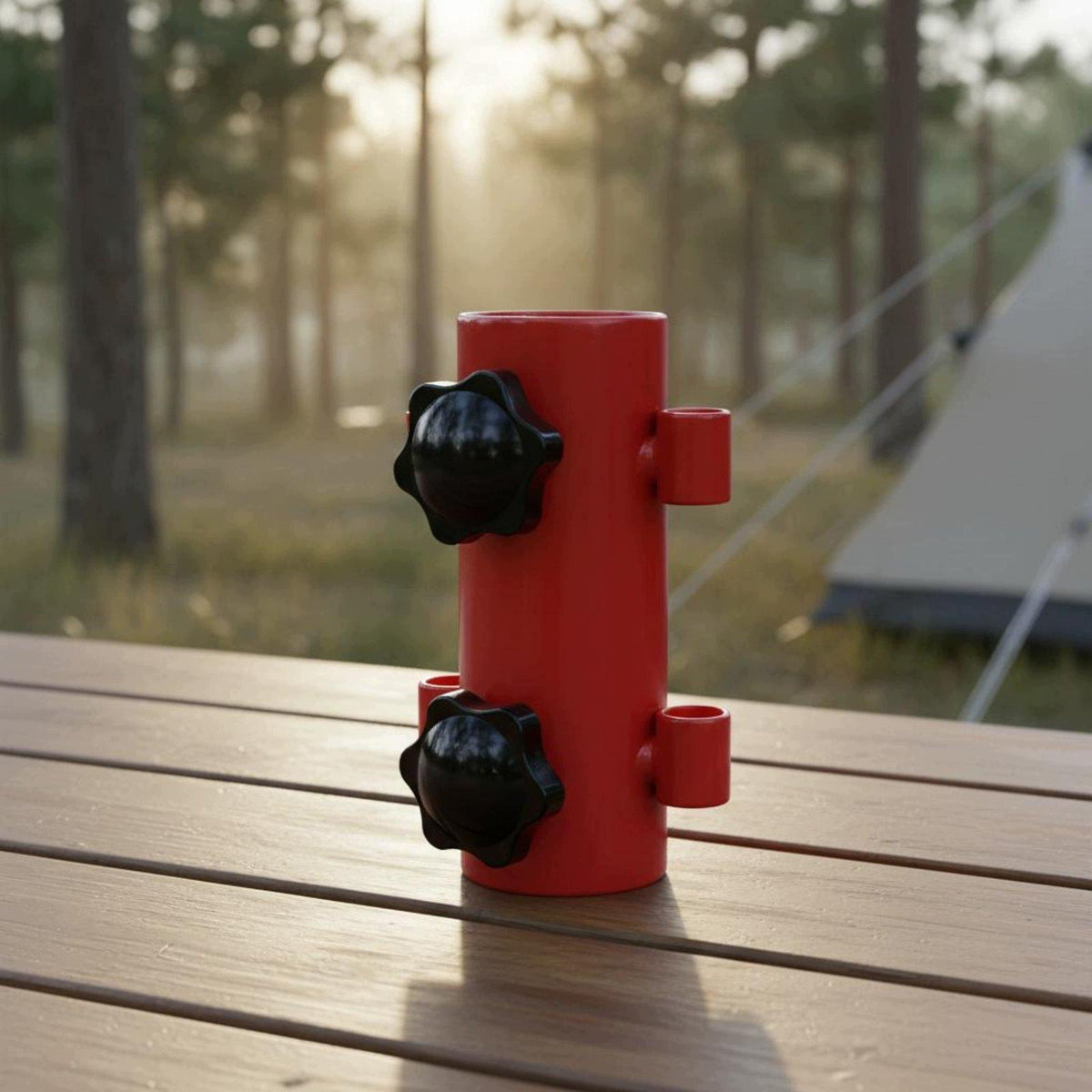 Heavy Duty Tent Support Pole Ground Clamp Telescopic Anchor Camping Red Packaging status original
