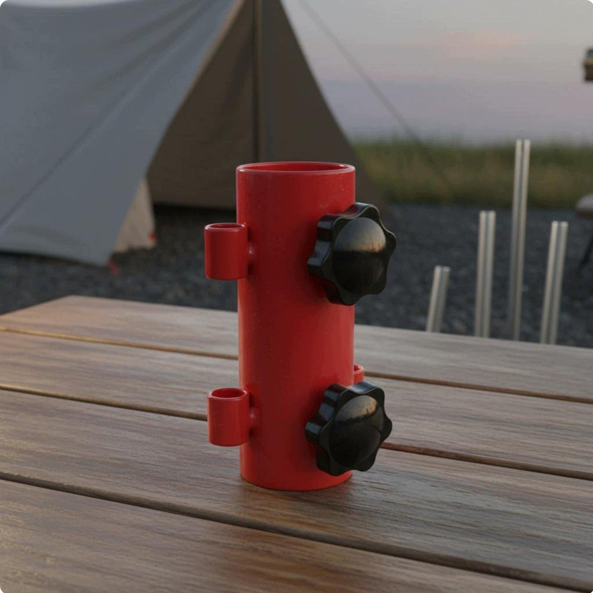 Heavy Duty Tent Support Pole Ground Clamp Telescopic Anchor Camping Red