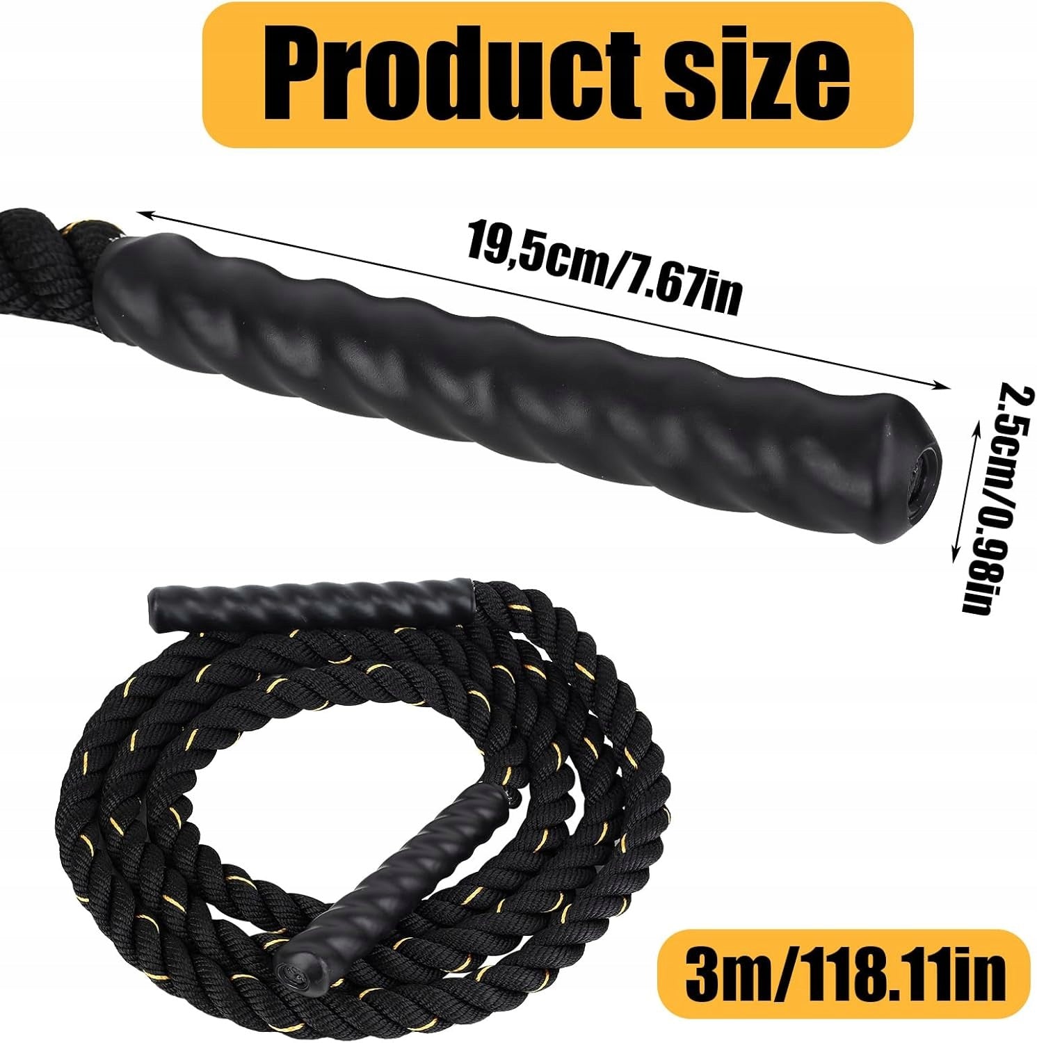 Heavy Rope Training Jump Rope 3m Weighted Jump Rope For Adults Brand DBX BUSHIDO