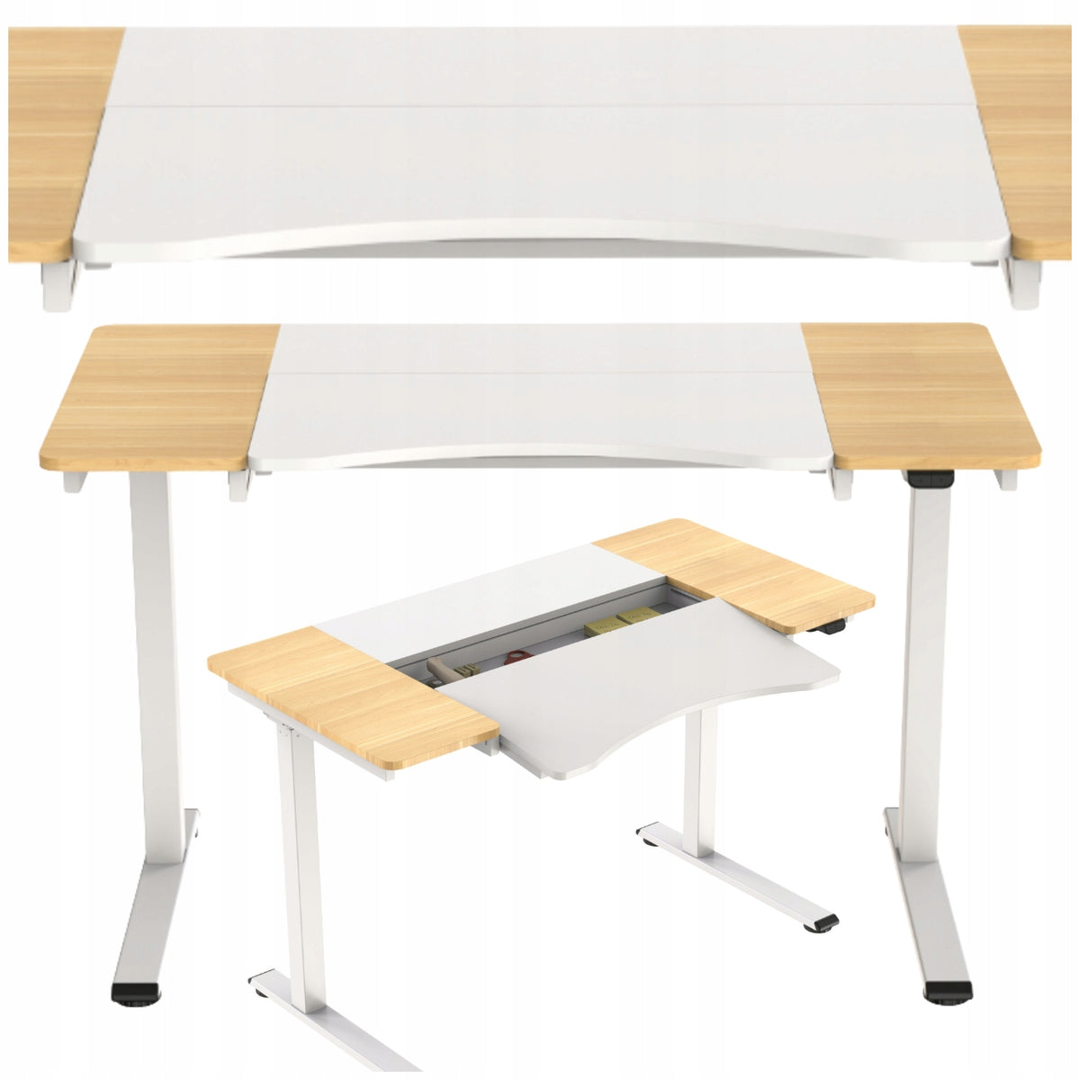 Height Adjustable Electric Desk White Adjustable Opening Desktop