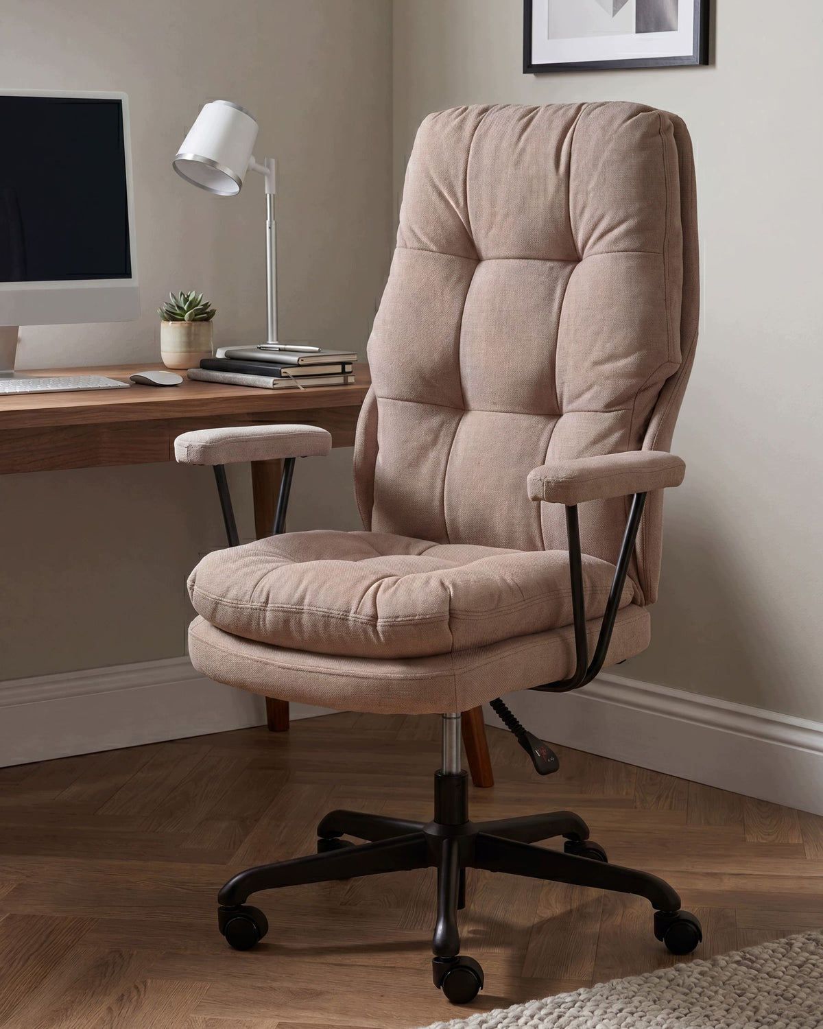Height Adjustable Swivel Office Chair Beige Packaging status original