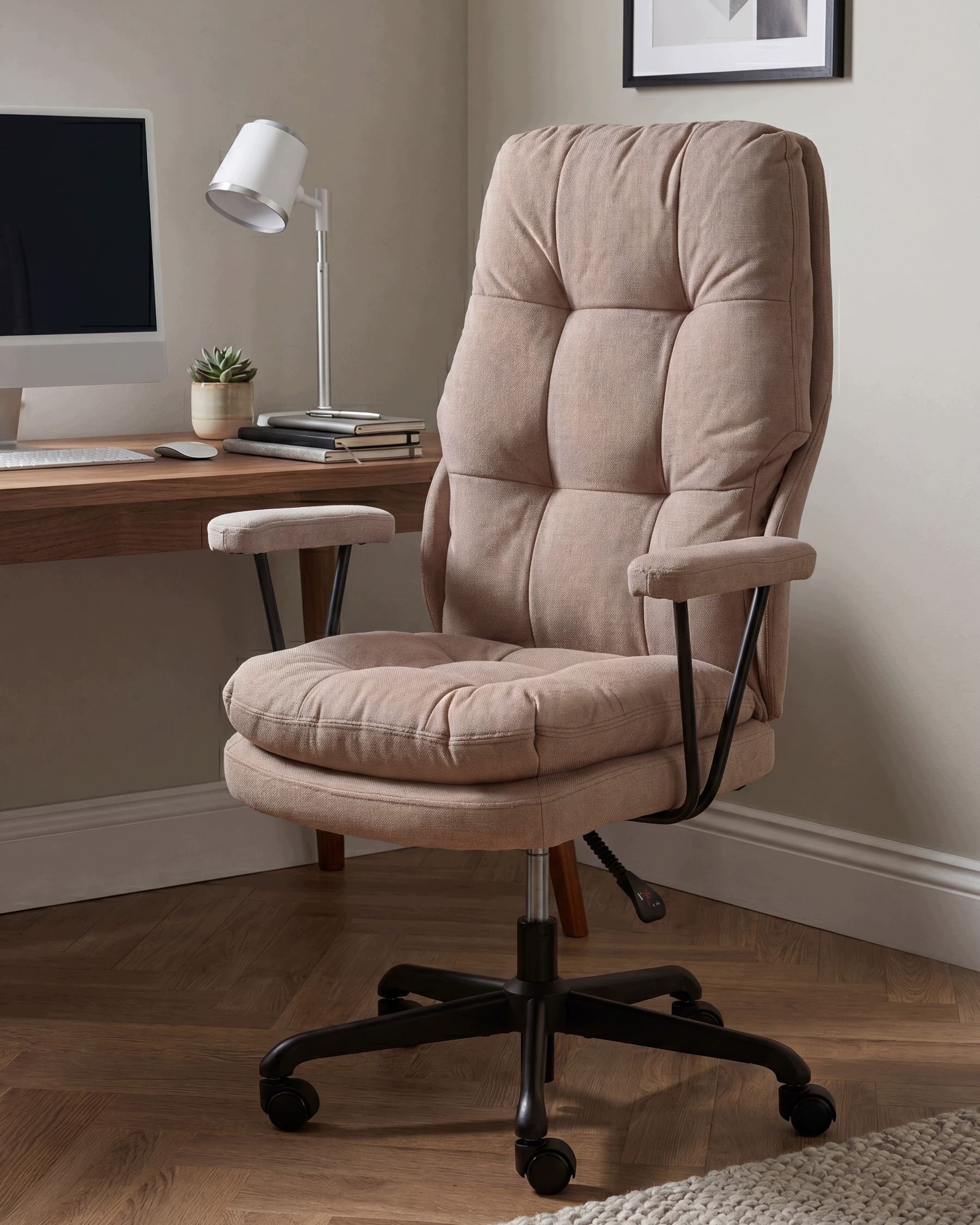 Height Adjustable Swivel Office Chair Beige Packaging status original