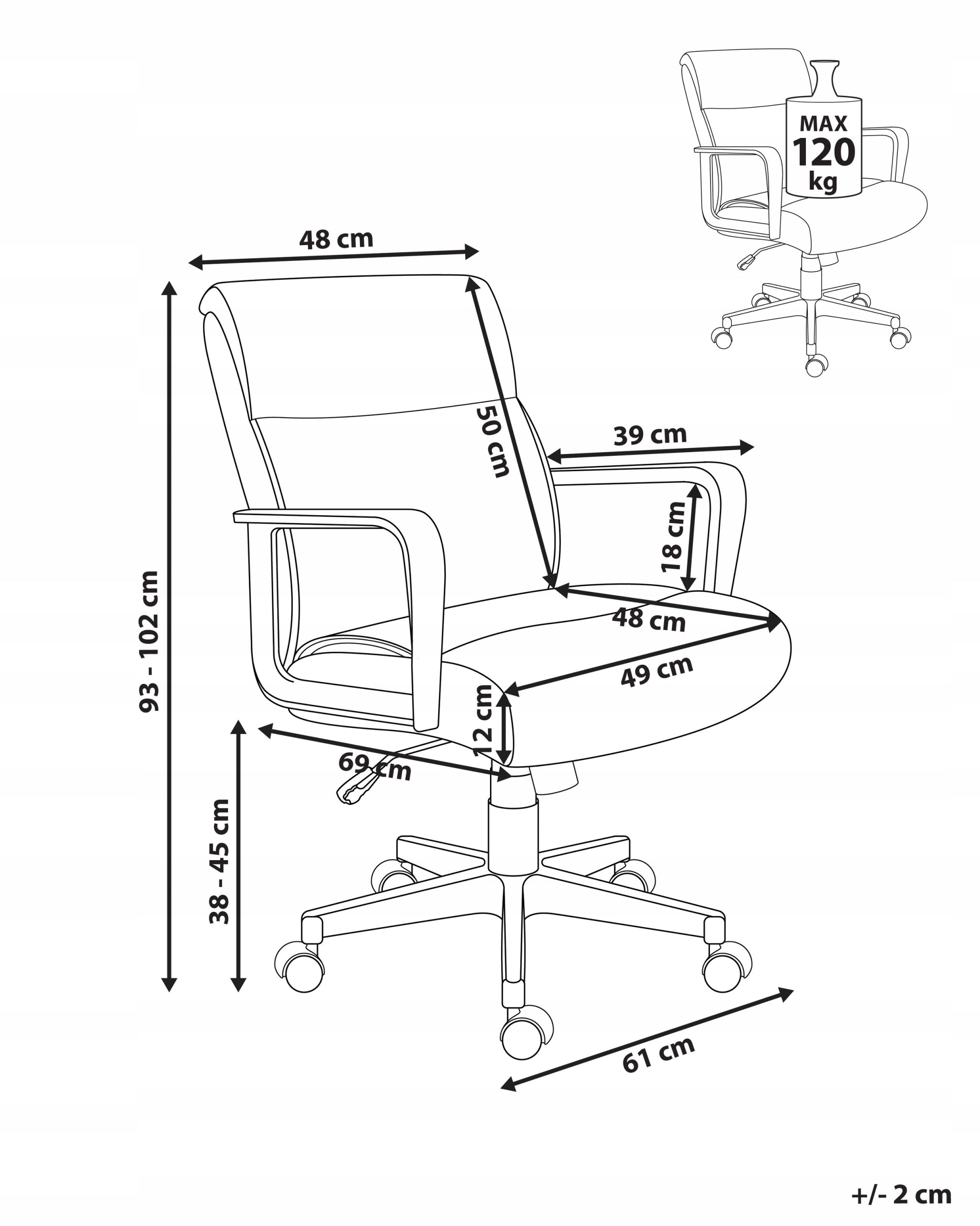 Height Adjustable Swivel Office Chair Grey Medical device no