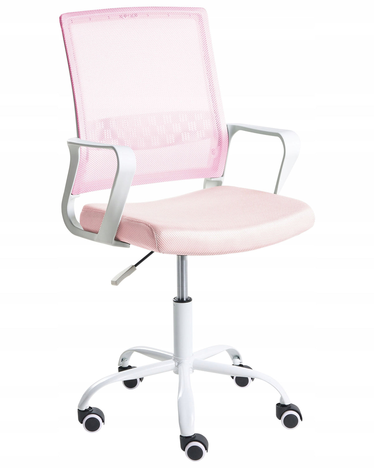 Height Adjustable Swivel Office Chair on Wheels Light Pink