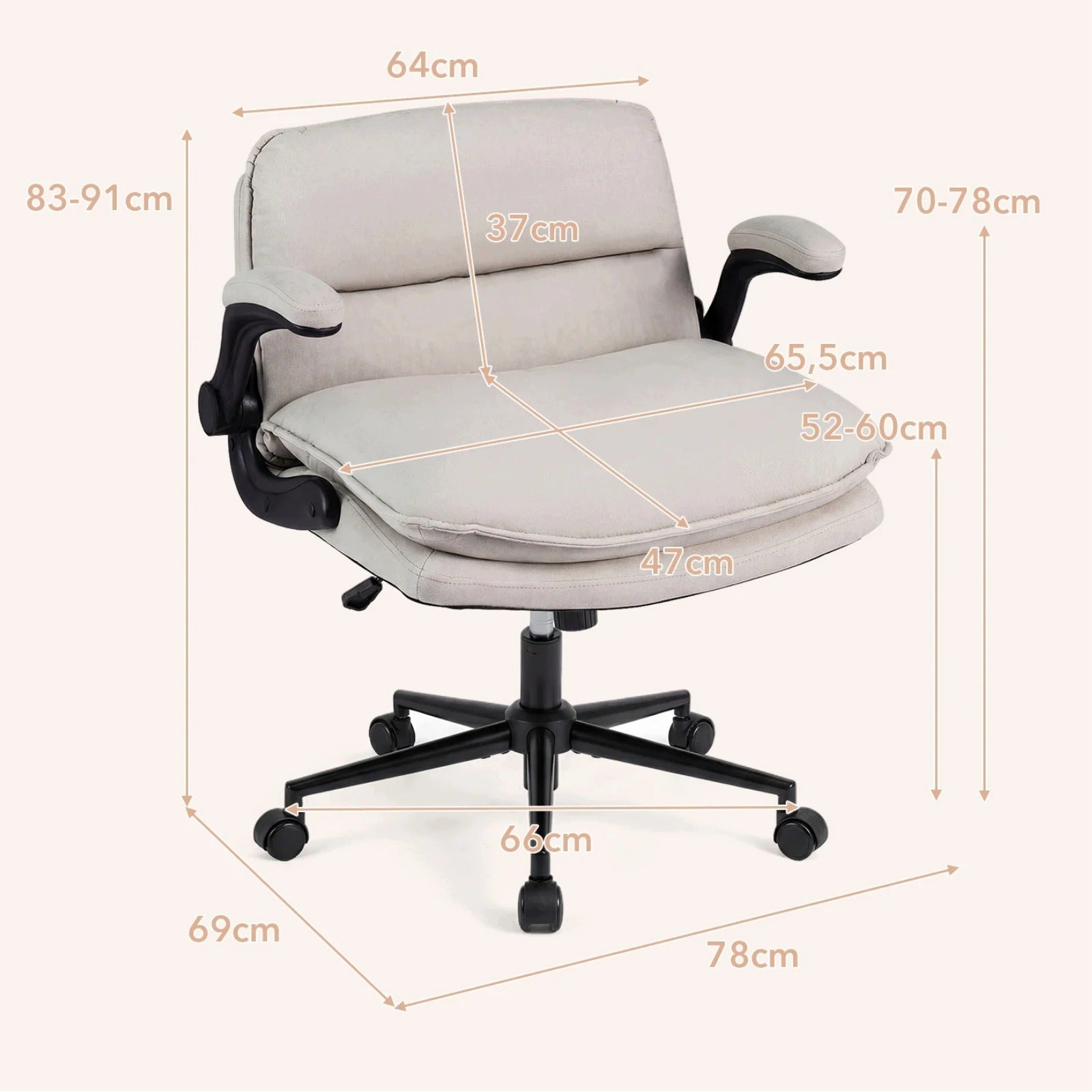 Height Adjustable Swivel Office Chair on Wheels Medical device no