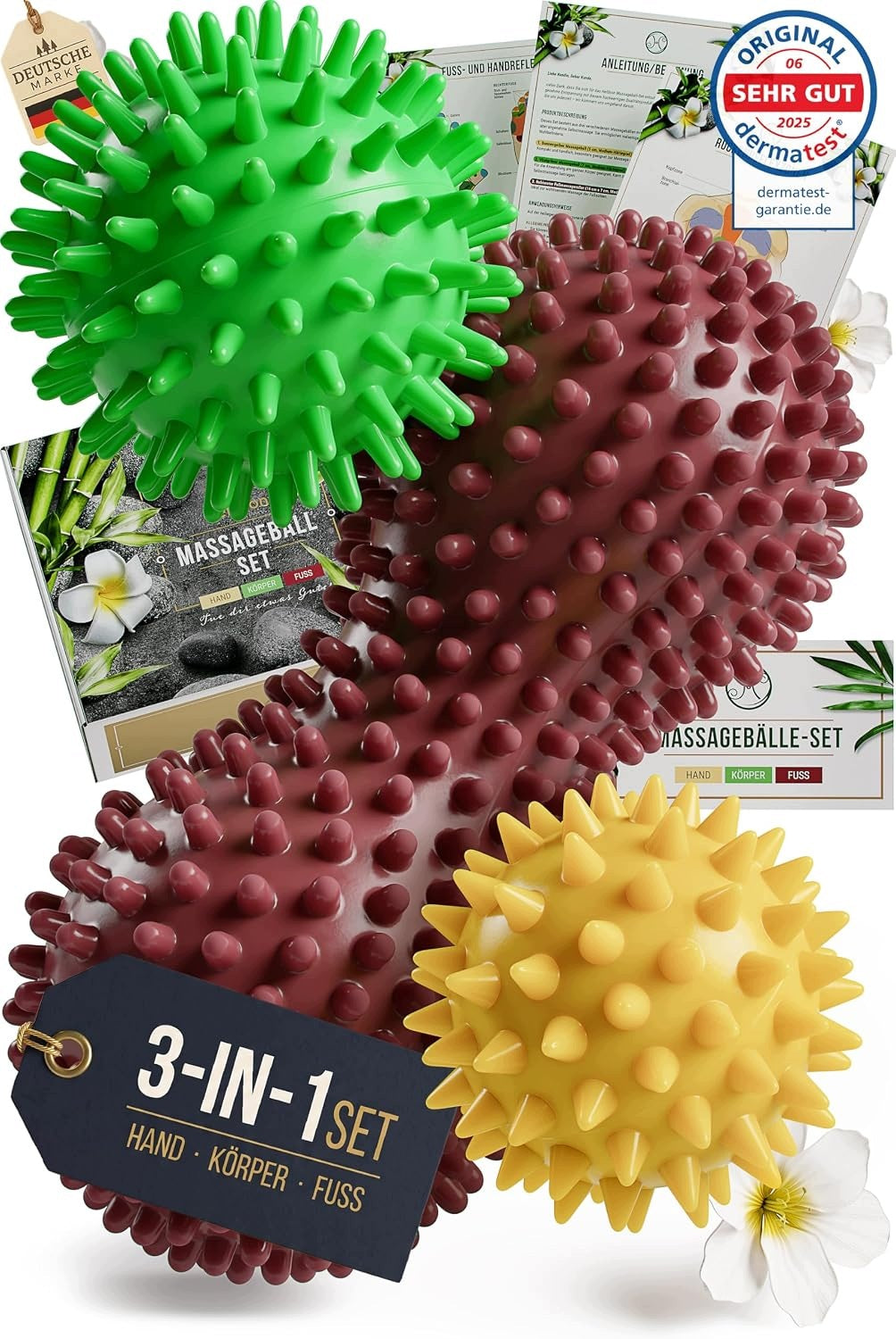Heldson Set of 3 Massage Balls with Spikes