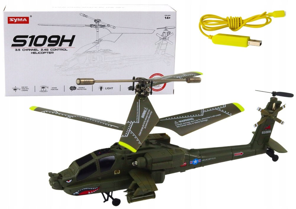 Helicopter Military Apache Remote Controlled RC Syma S109H Khaki
