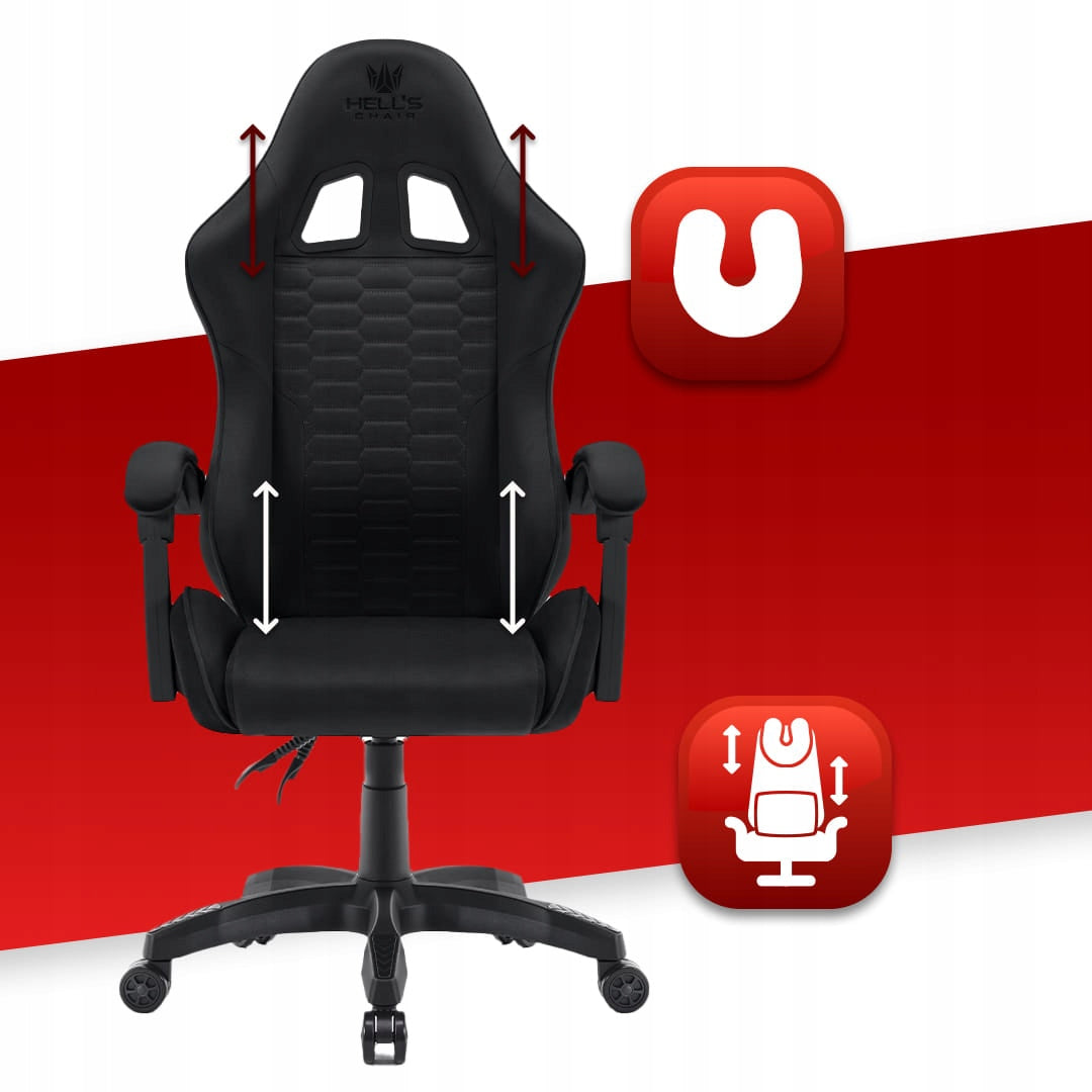 Hell's Chair HC- 1000 Black Fabric Furniture width 64 cm