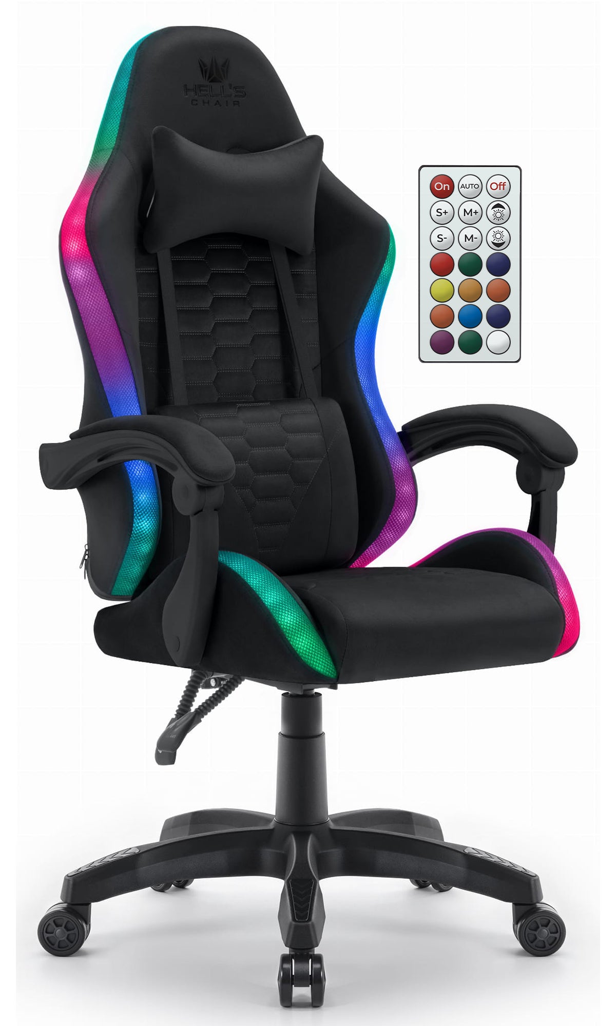 Hell's Chair HC- 1000 Black LED RGB Rotating Gaming Chair Manufacturer code HC- 1000 Black Tkanina LED RGB