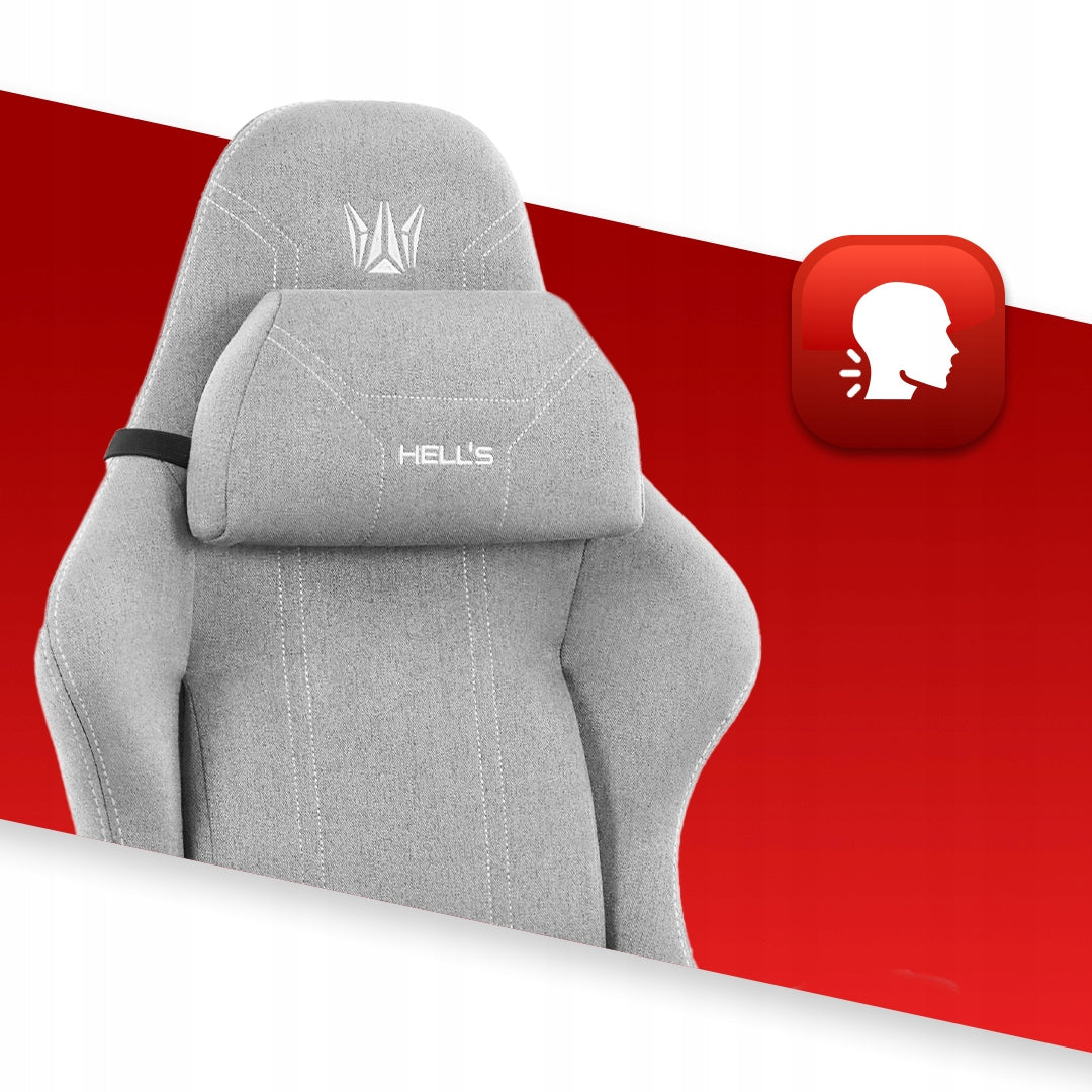 Hell's Chair HC- 1014 Grey- White Fabric Furniture width 64 cm