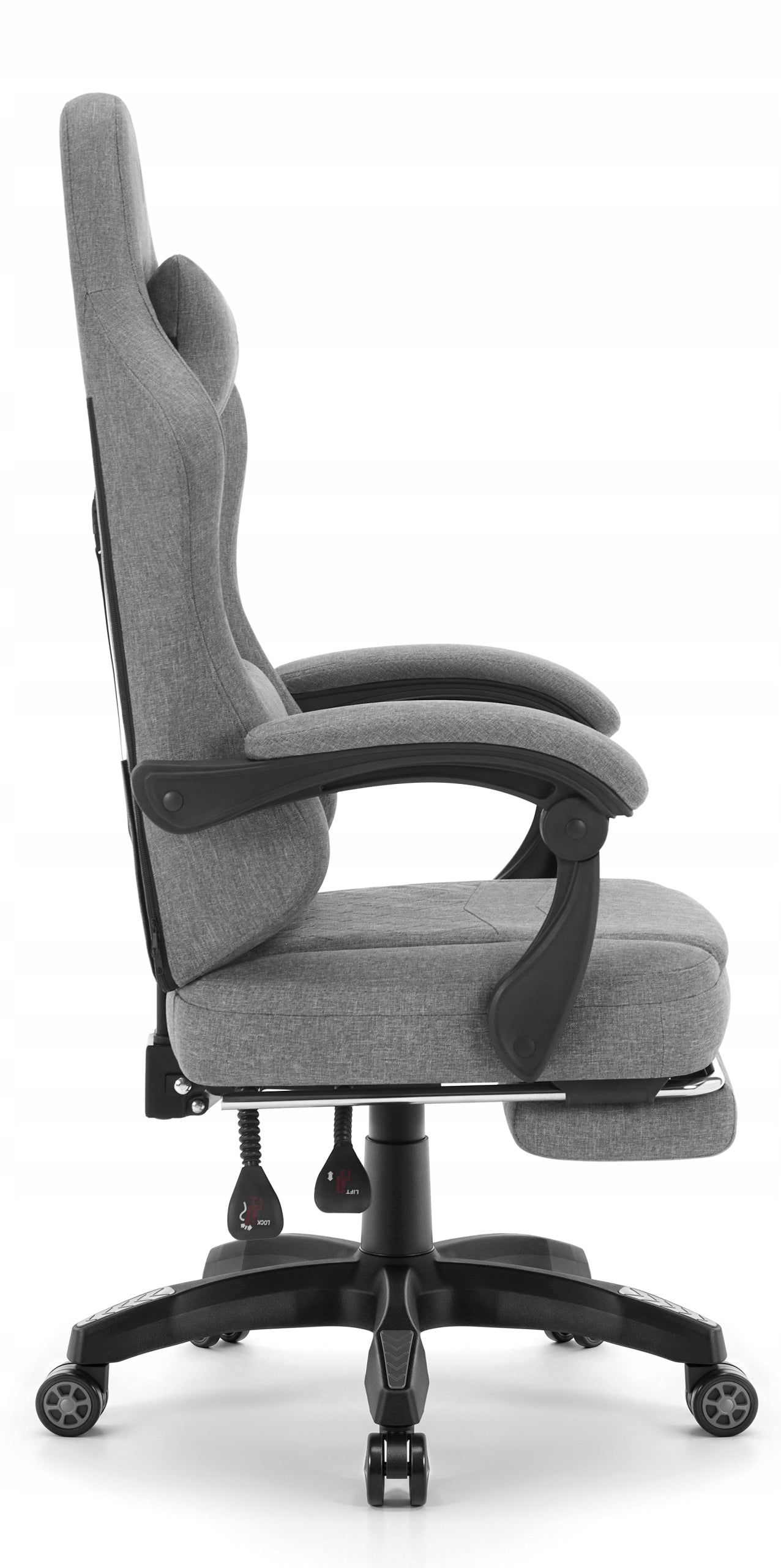 Hell's Chair HC- 1015 Grey with Footrest Furniture height 129 cm