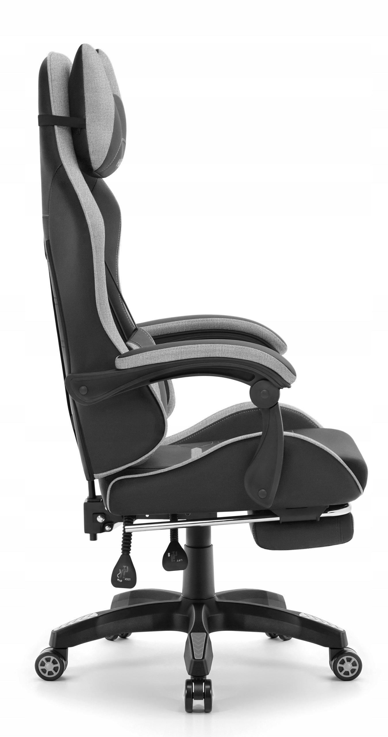 Hell's Chair HC- 1039 2.0 Black- Grey with Footrest Brand HELL'S CHAIR