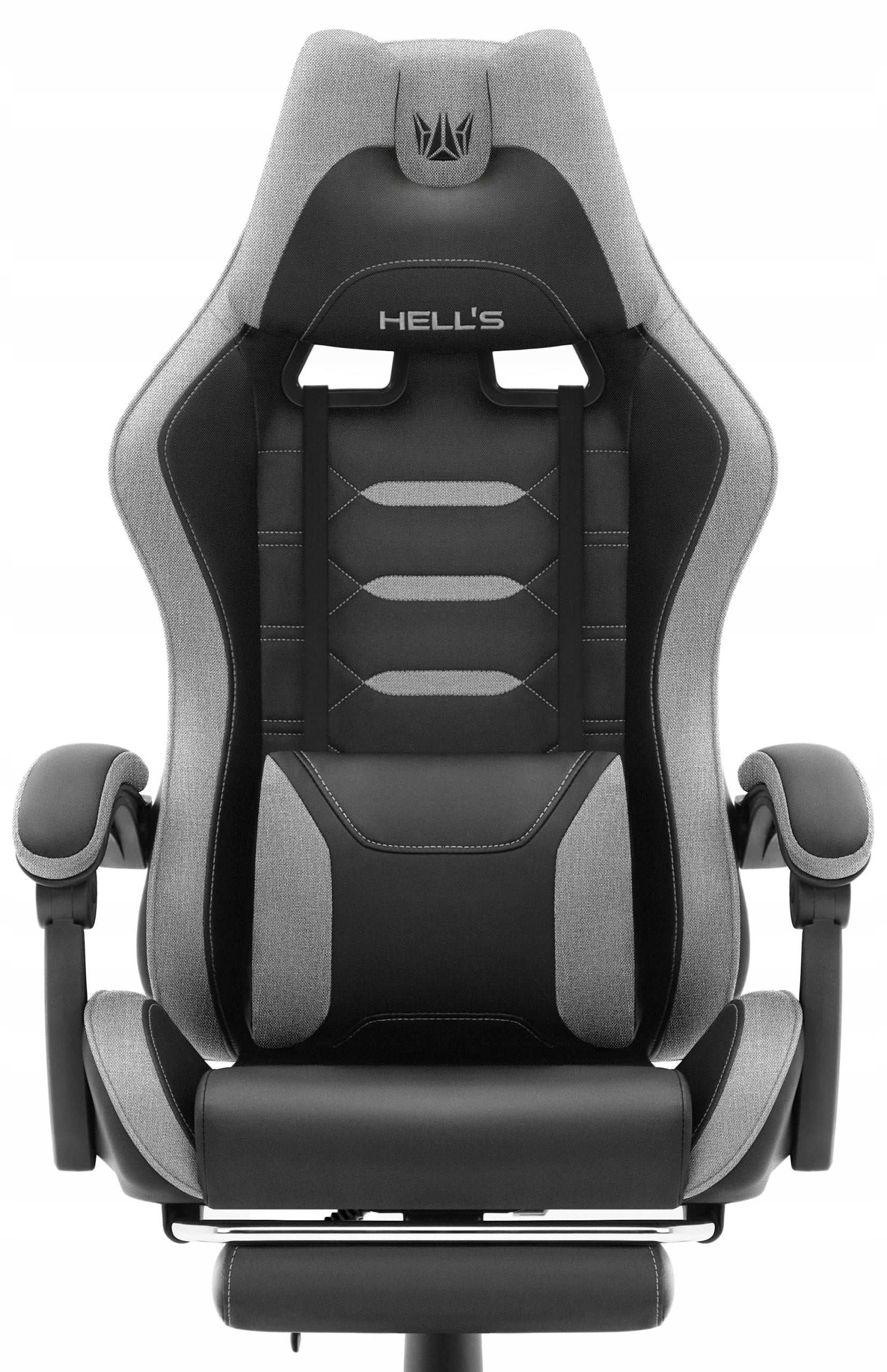 Hell's Chair HC- 1039 2.0 Black- Grey with Footrest