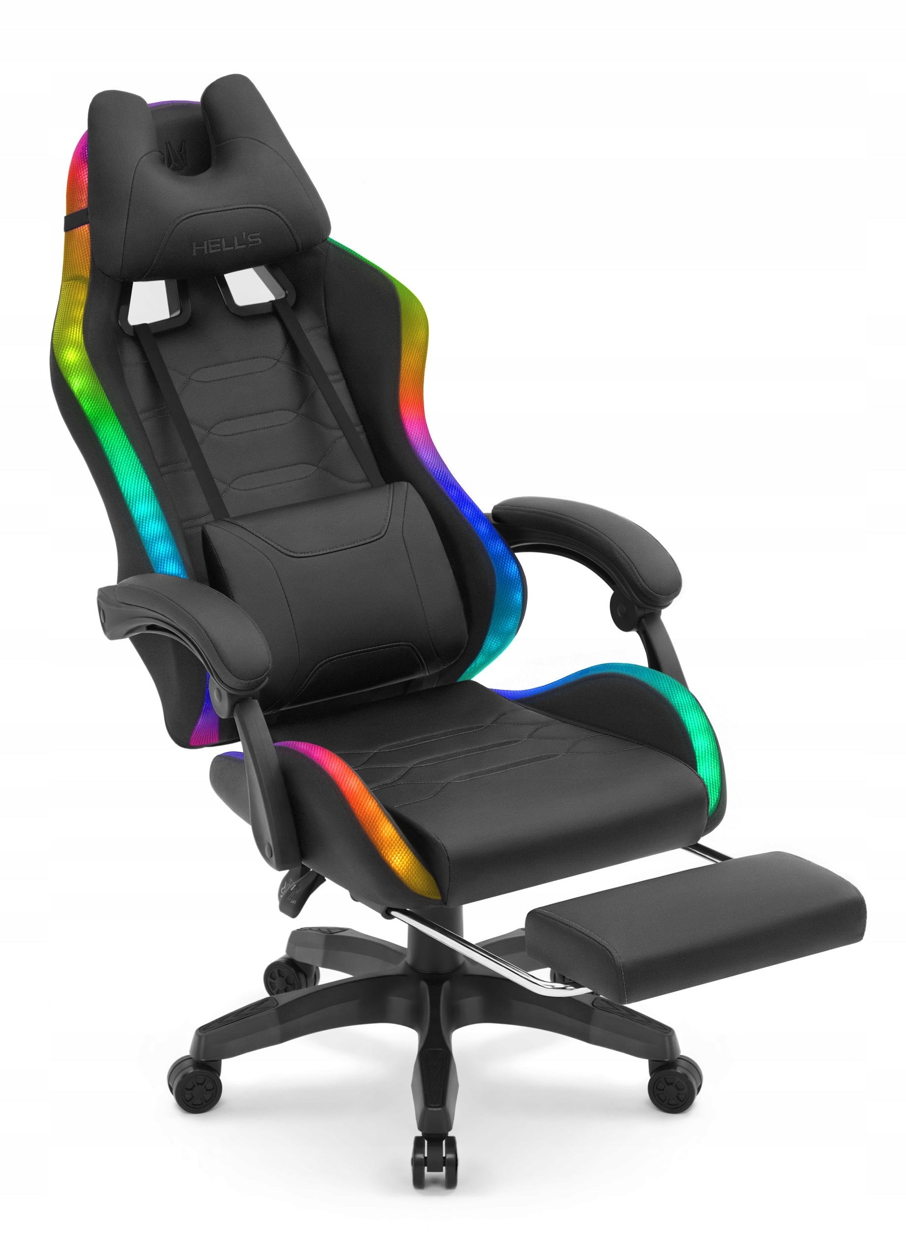 Hell's Chair HC- 1039 2.0 Black RGB LED MESH with Footrest Packaging status original