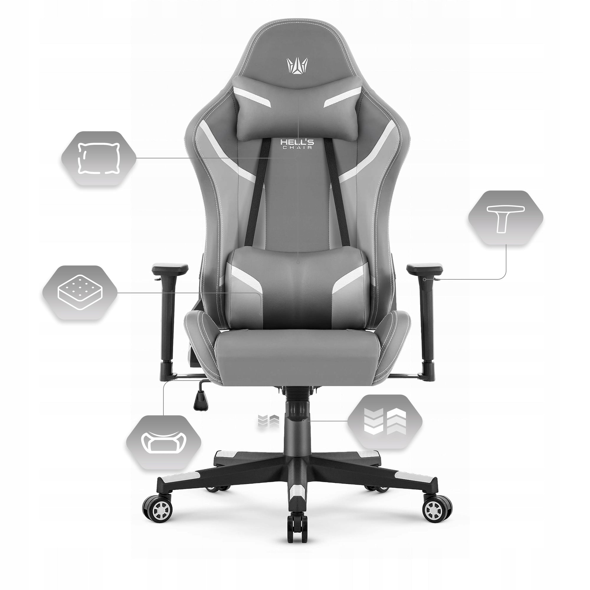 Hell's Chair HC- 2002 Grey White Suede Office Chair Furniture depth 55 cm