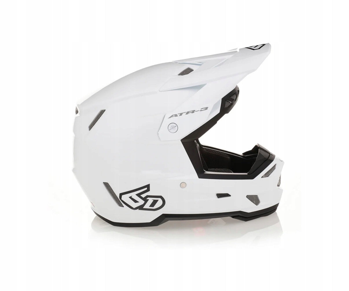 Helmet 6D ATR-3 SOLID GLOSS WHITE FIM 02 FRHPhe-02 WHITE SIZE S