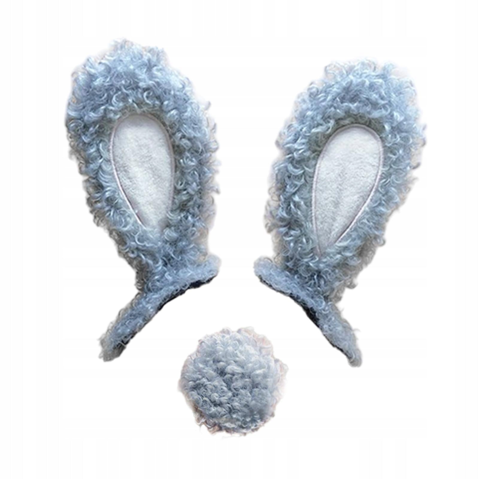 Helmet Bunny Ears Helmet Accessories with Tail Party Cosplay Plush Gray Manufacturer no brand