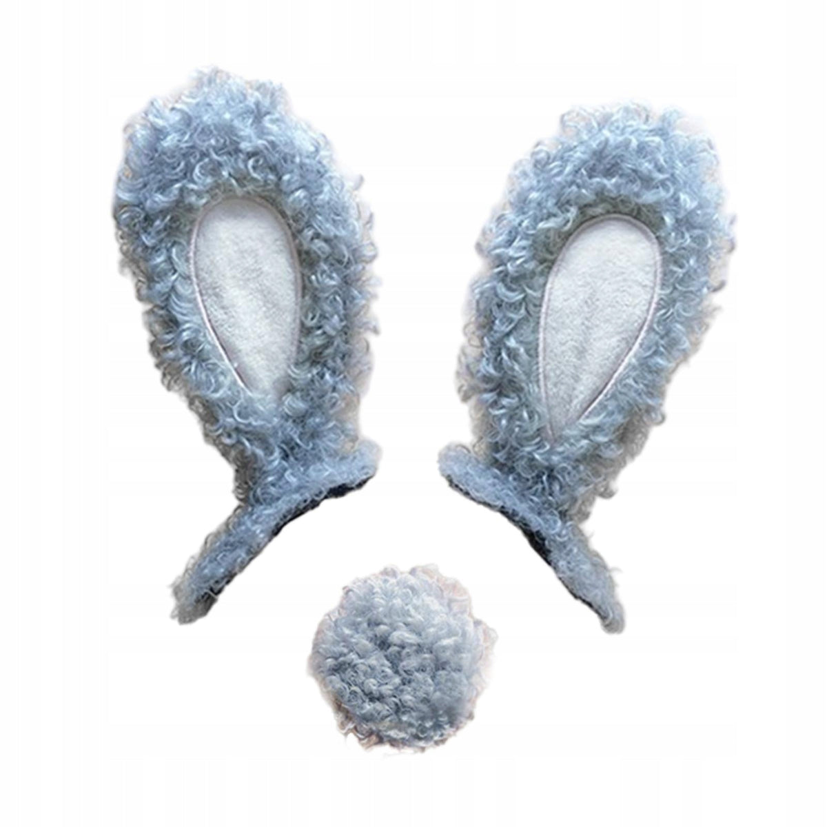 Helmet Bunny Ears Helmet Accessories with Tail Party Cosplay Plush Gray Manufacturer no brand