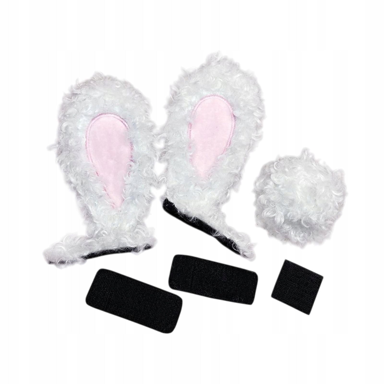 Helmet Bunny Ears Helmet Accessories with Tail Party Cosplay Plush White
