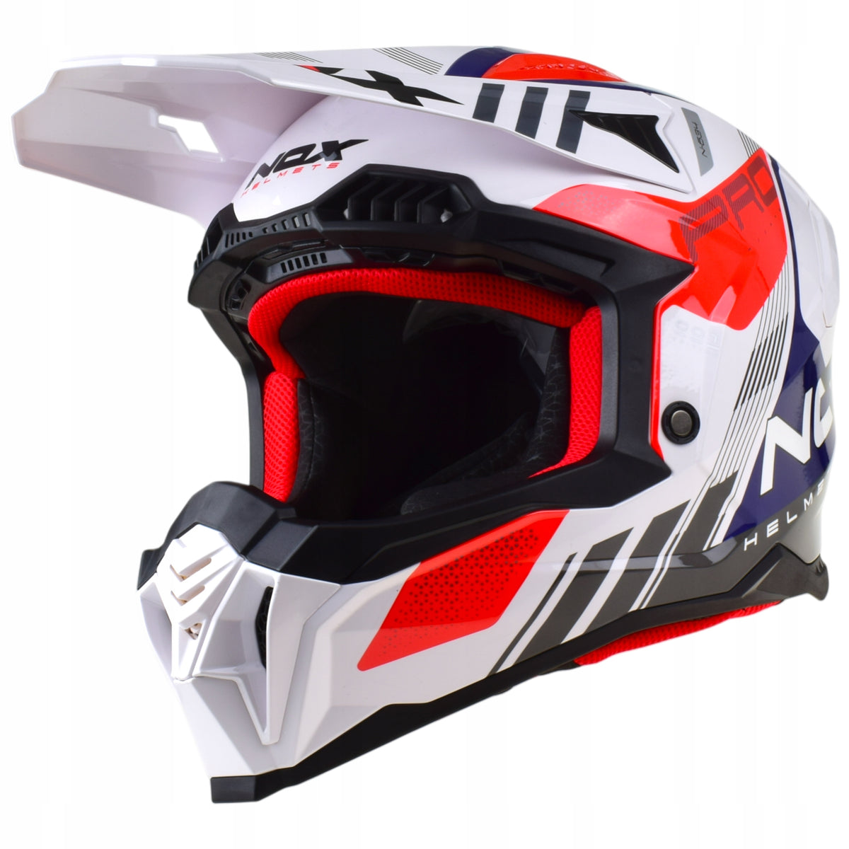 Helmet CROSS NOX N634 STORM WHITE BLUE RED QUAD ATV SCOOTER r.S Size S