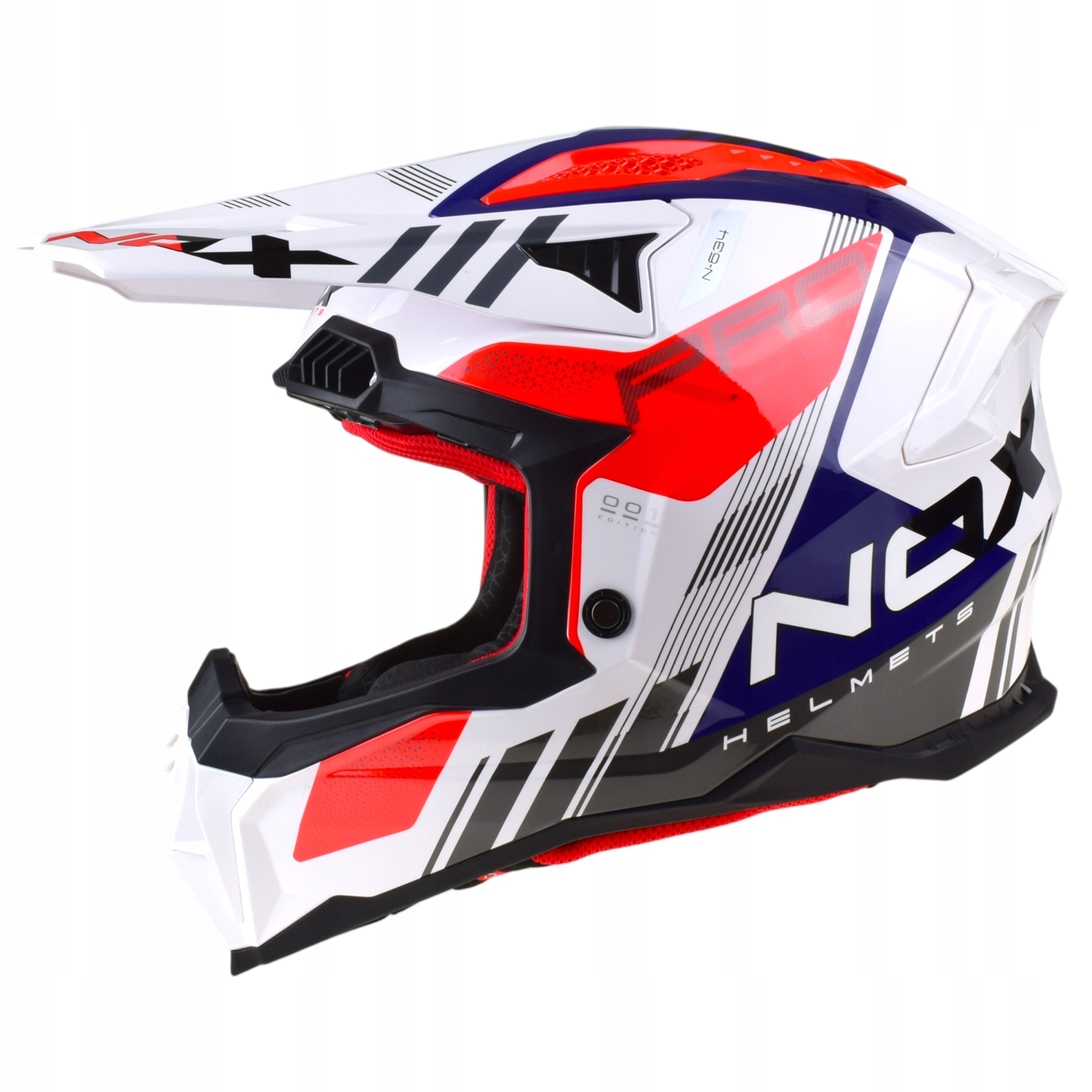 Helmet CROSS NOX N634 STORM WHITE BLUE RED QUAD ATV SCOOTER r.S
