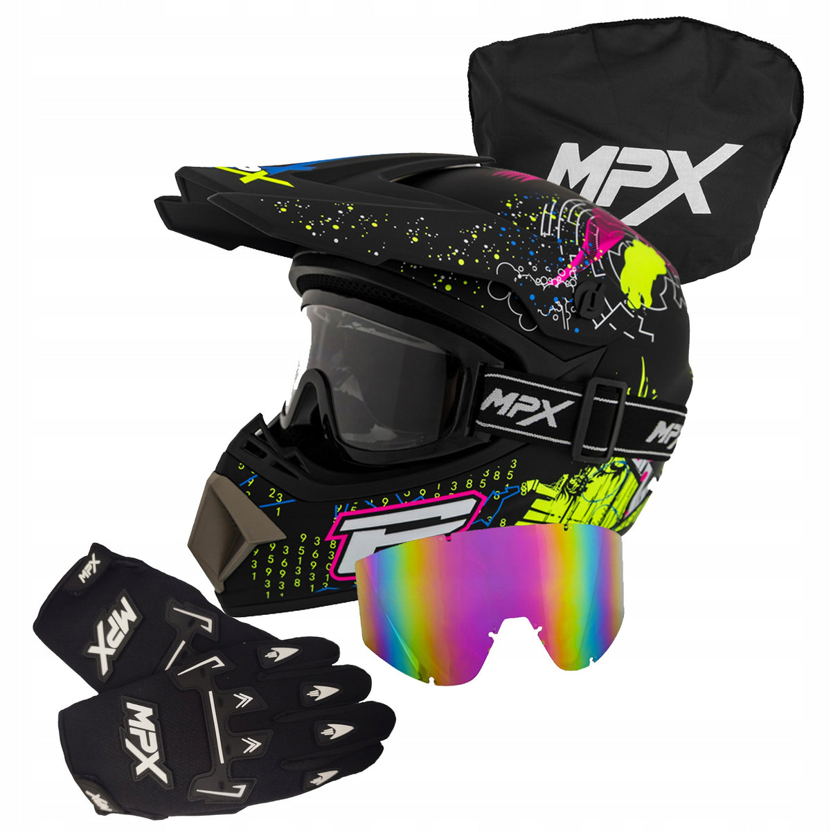 Helmet Cross M Goggles Gloves Quad ATV Enduro BMX Scooter M 57-58cm