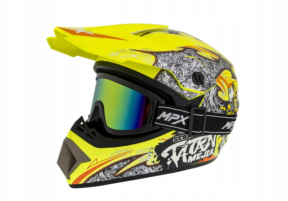 Helmet Cross M Goggles Gloves Quad ATV Enduro Scooter BMX MTB M 57-58cm Manufacturer MPX
