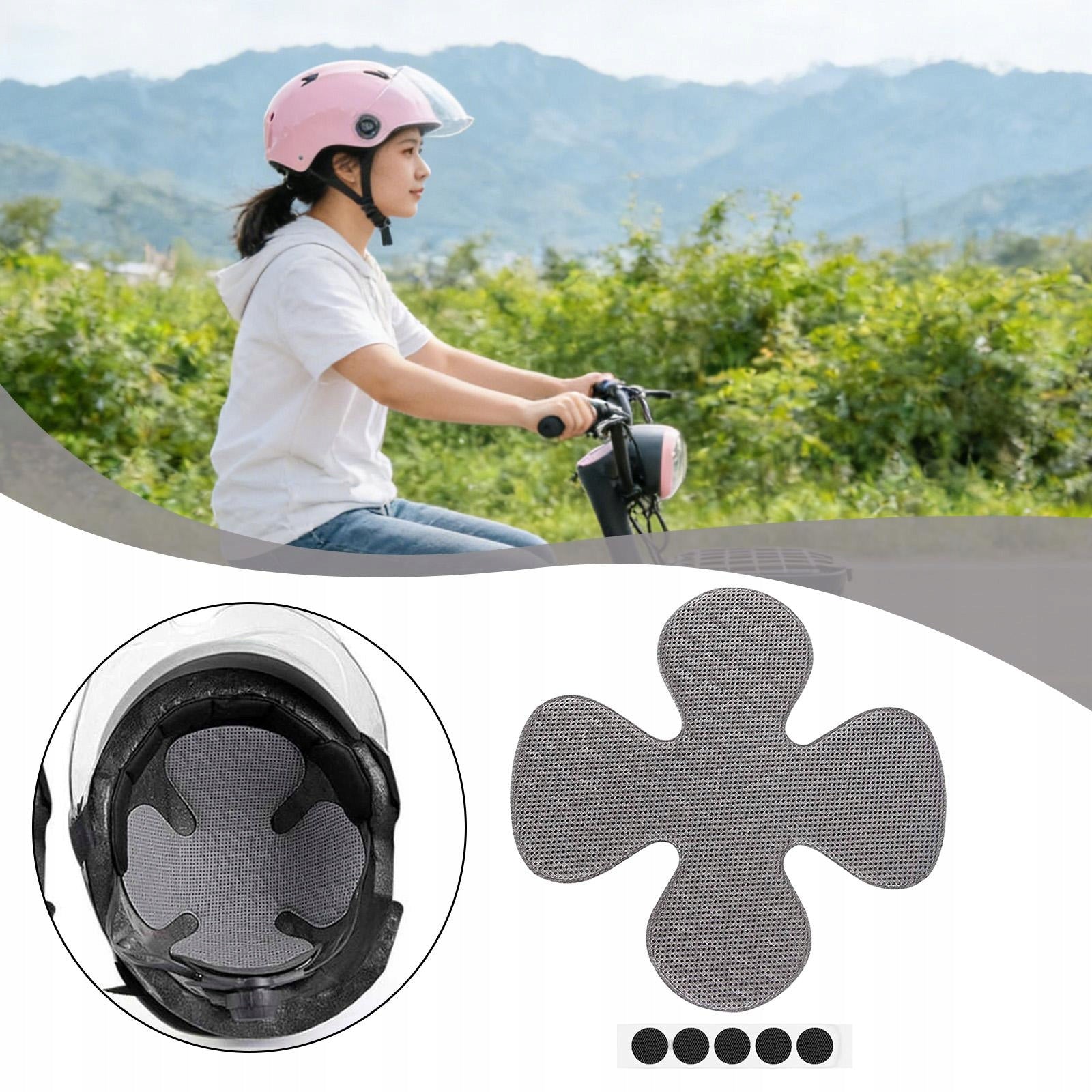 Helmet Liner Pad Breathable Washable Motorcycle Padding Insert Gray