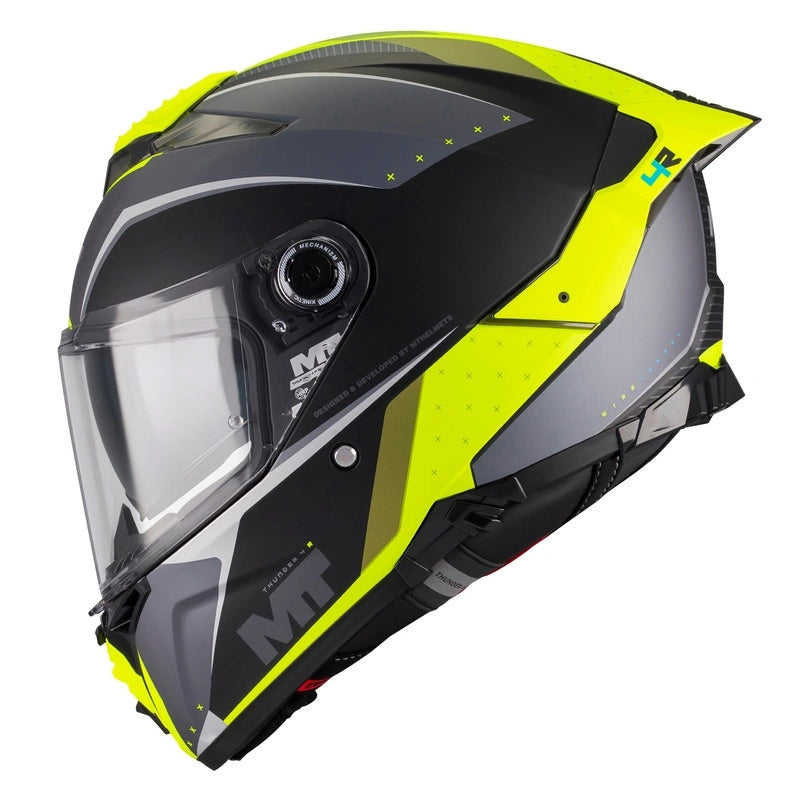 Helmet MT THUNDER 4 R SV WIND TUNNEL B3 MATT black grey yellow fluo FREEBIES