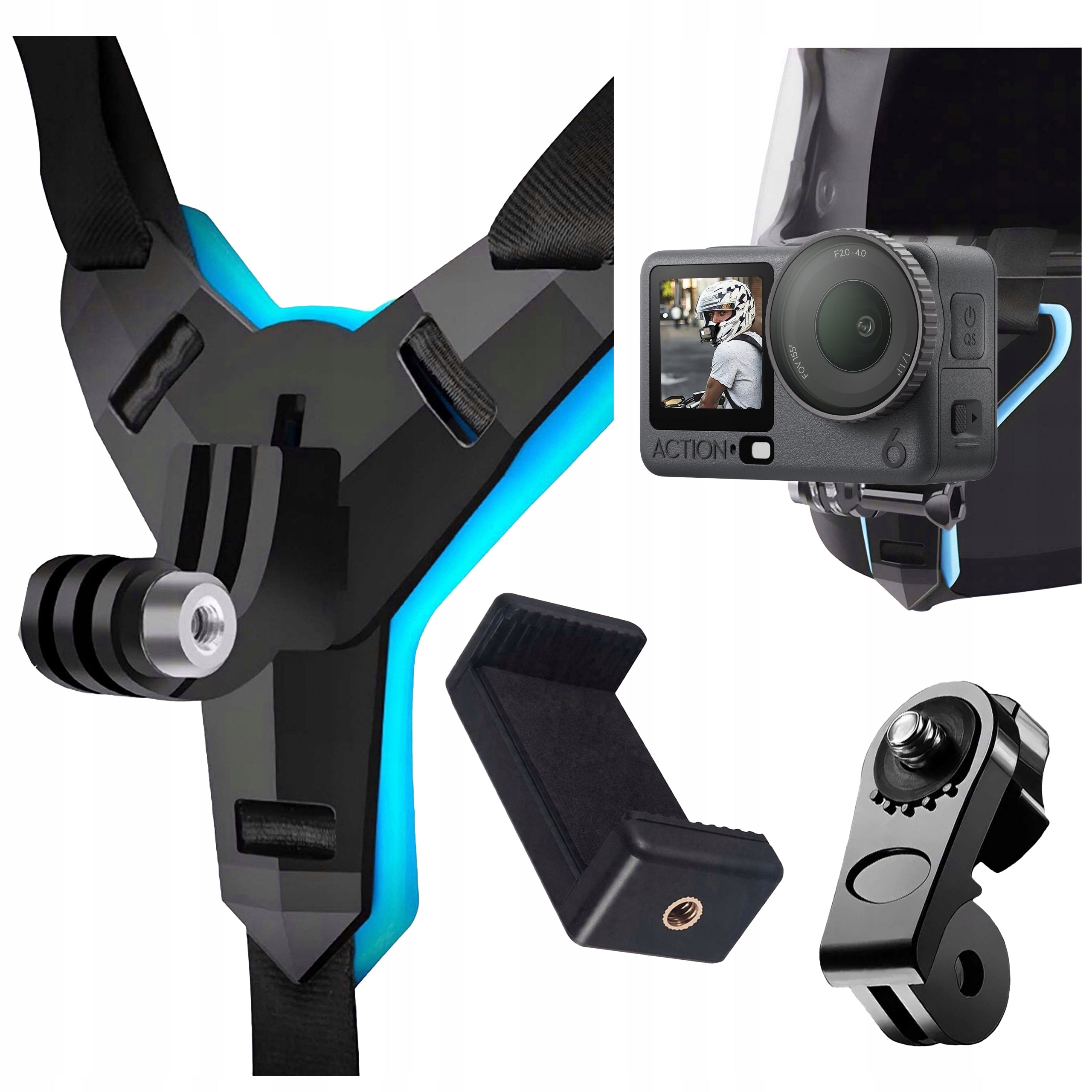 Helmet Mount Helmet Holder for GoPro Cameras DJI Action Insta 360 Ace