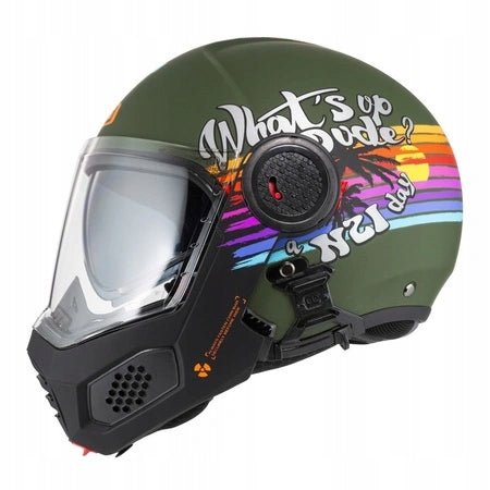 Helmet NZI MINIMOD RAINBOW GREEN BLACK SILVER MATT green silver FREEBIES Manufacturer NZI