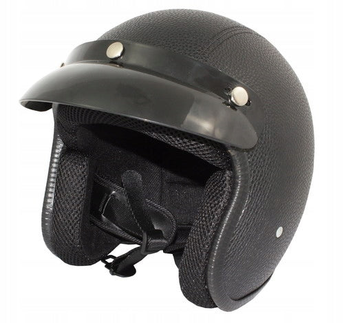 Helmet Open Peanut Black Leather Retro Style WSK 125 Romet Komar MZ XXXS EAN (GTIN) 9782772838333