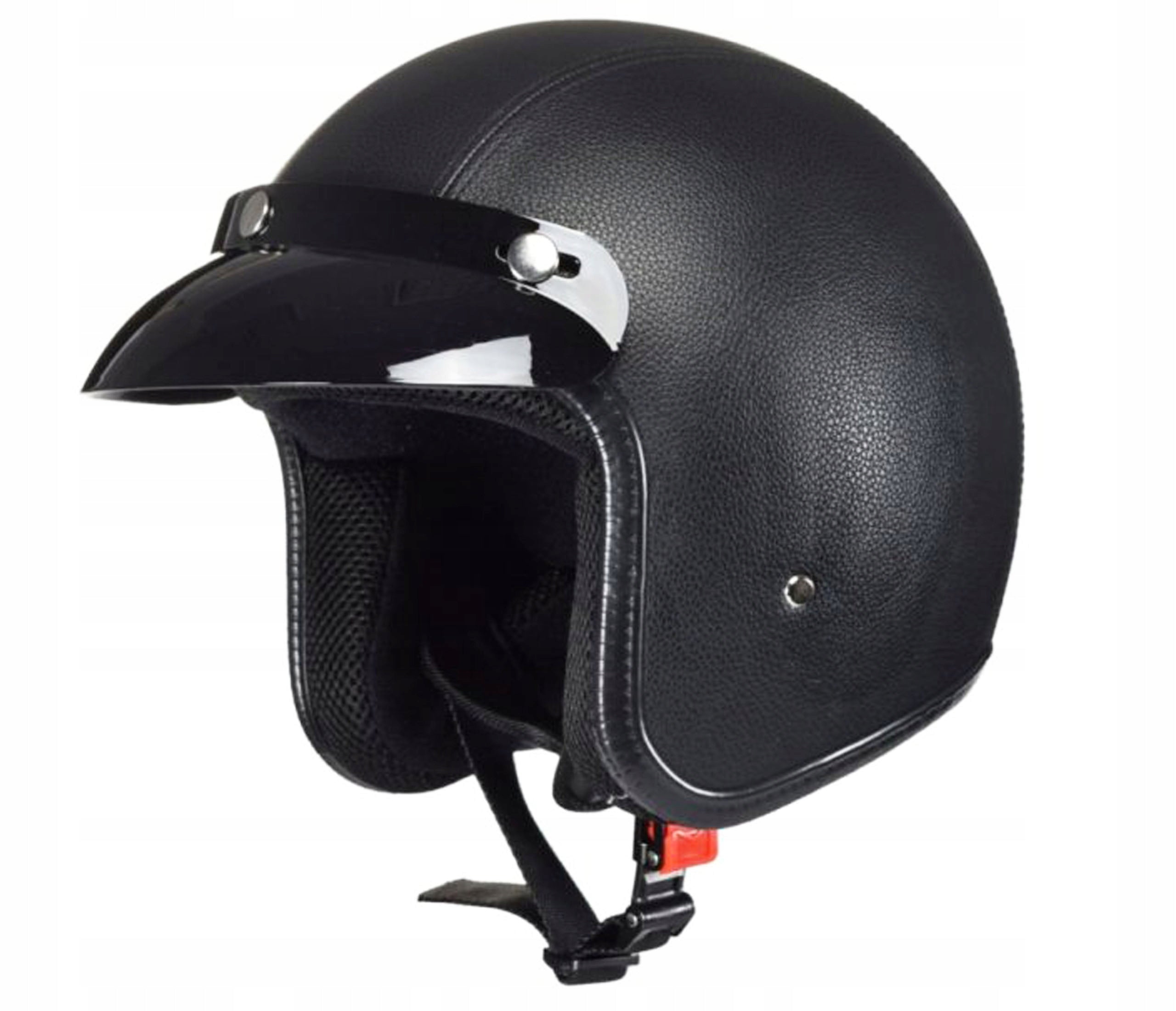 Helmet Open Peanut Black Leather Retro Style WSK 125 Romet Komar MZ XXXS
