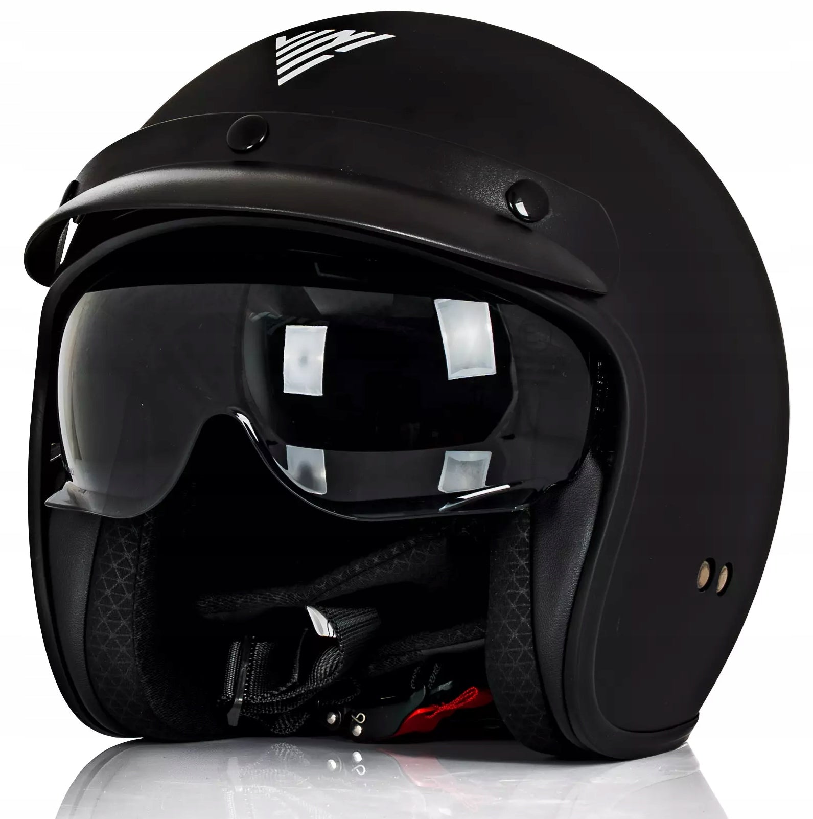 Helmet Vini Stratos black mat L blenda glass walnut chopper bobber cruiser