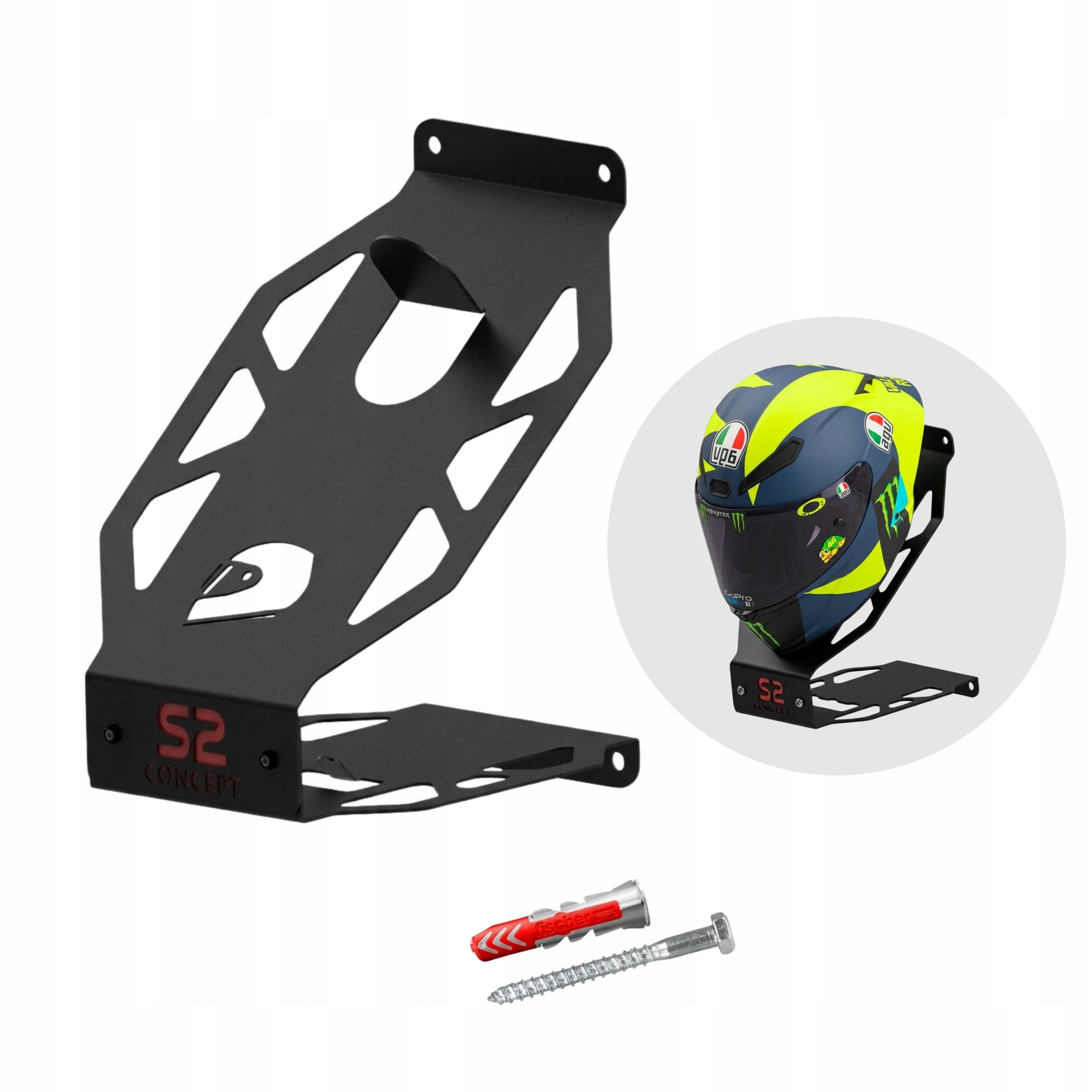 Helmet Wall Mount Motorcycle Hanger Black