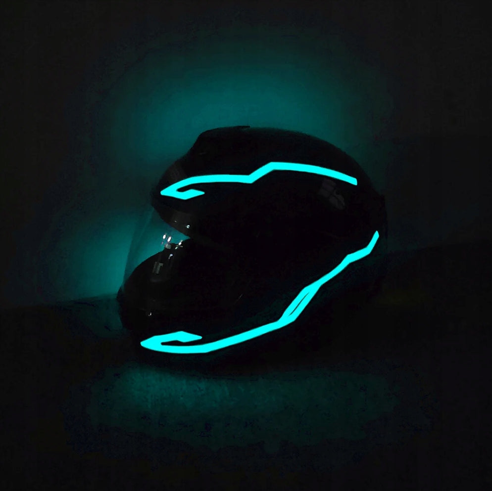 Helmet backlight led lighting for motorcycle helmet tape