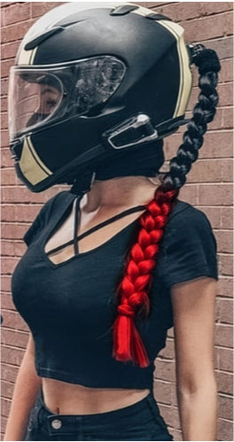 Helmet braid for suction cup BLACK RED ombre motorcycle quada crossa